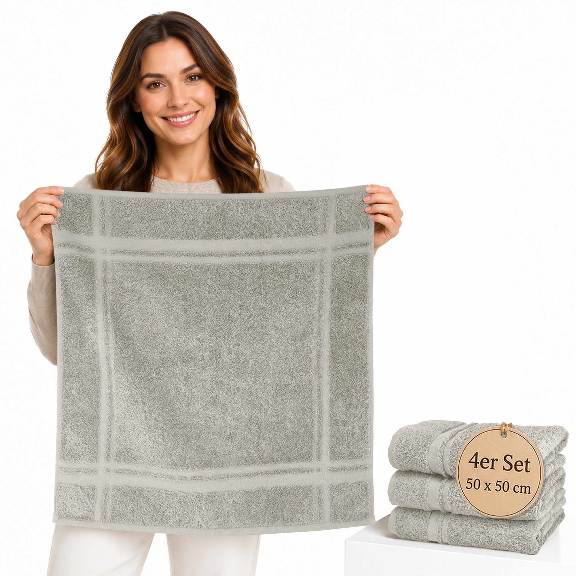 Lashuma Geschirrtuch - Premium, (Spar - Set, 4-tlg., 4er Frottee Küchenhandtücher 50x50 cm), aus 100% Baumwolle, extra saugstarkt und langlebig
