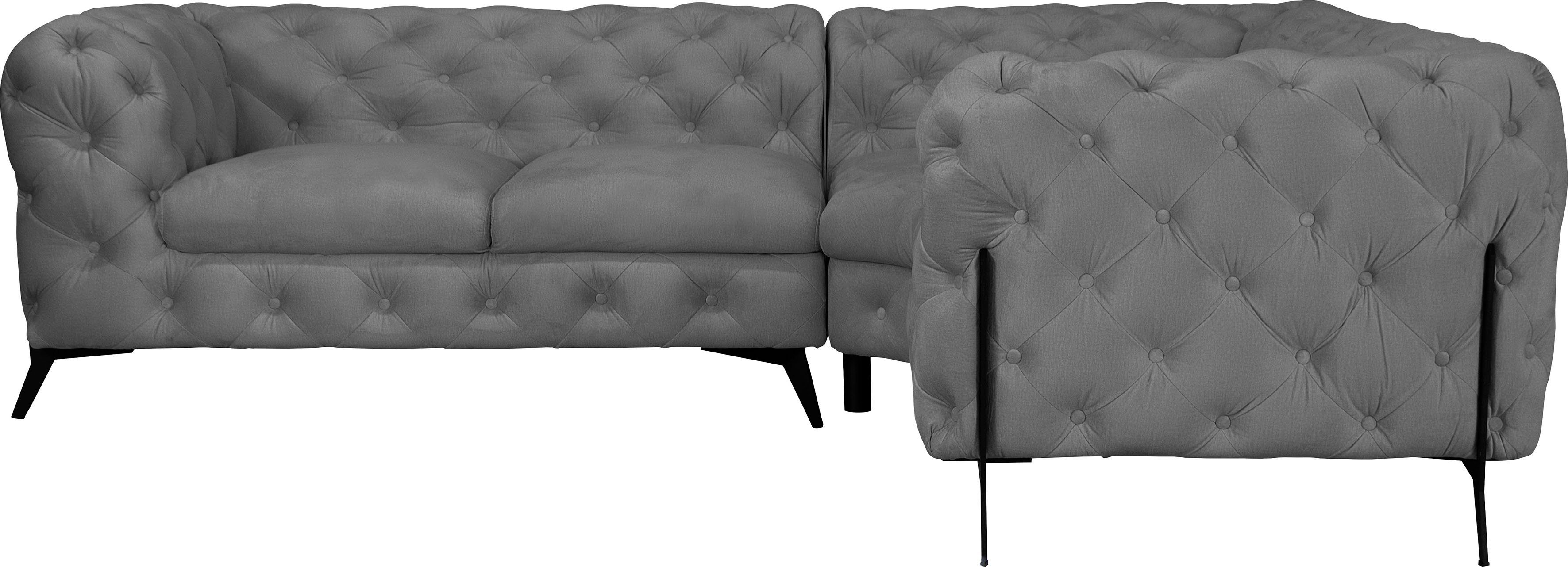 Home affaire Chesterfield-Sofa Amaury L-Form, moderne Chersterfield-Optik, Breite 262 cm, Fußfarbe wählbar