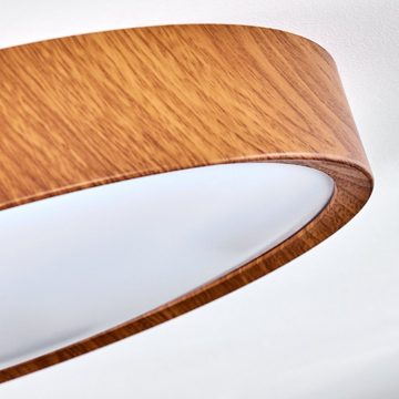 hofstein Deckenleuchte »Lioni« moderne Deckenlampe in Holzoptik/Weiß, 3000 Kelvin, Ø33, 5cm, 2000 Lumen, LED