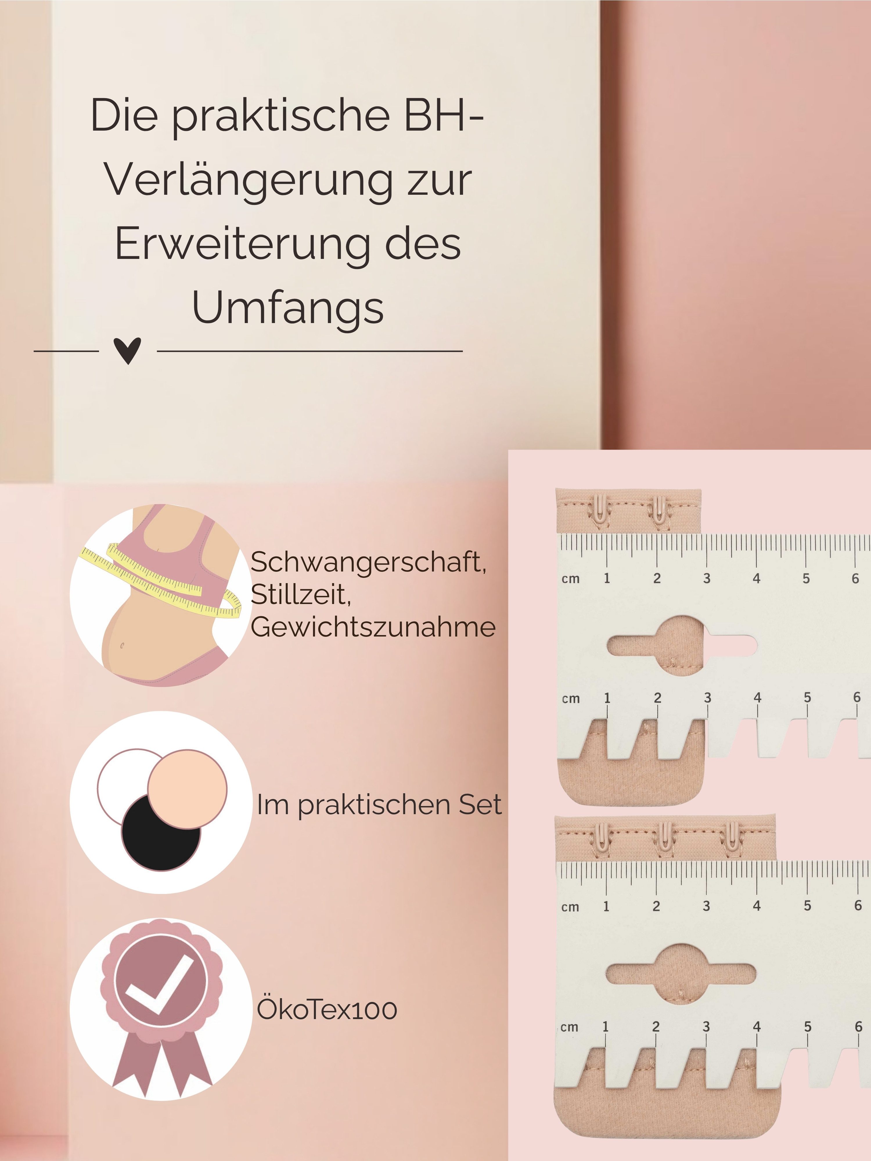 Herzmutter BH-Verlängerung 2er/3er Haken - BH-Erweiterung - Mehrerpack – Bild 3 von 5