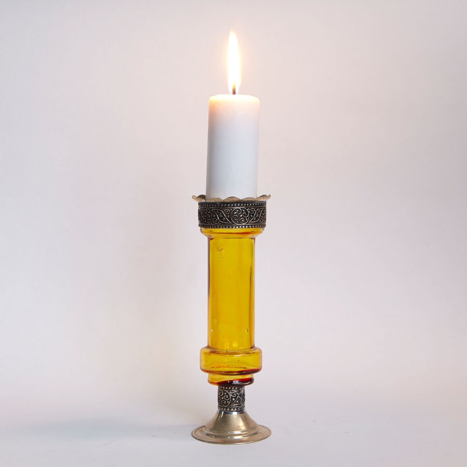 Casa Moro Kerzenständer Orientalischer Kerzenständer marokkanische Kerzenleuchter Manar (Kerzenhalter für romantische Beleuchtung), Kerzenlicht & Weihnachtsdekoration Gelb