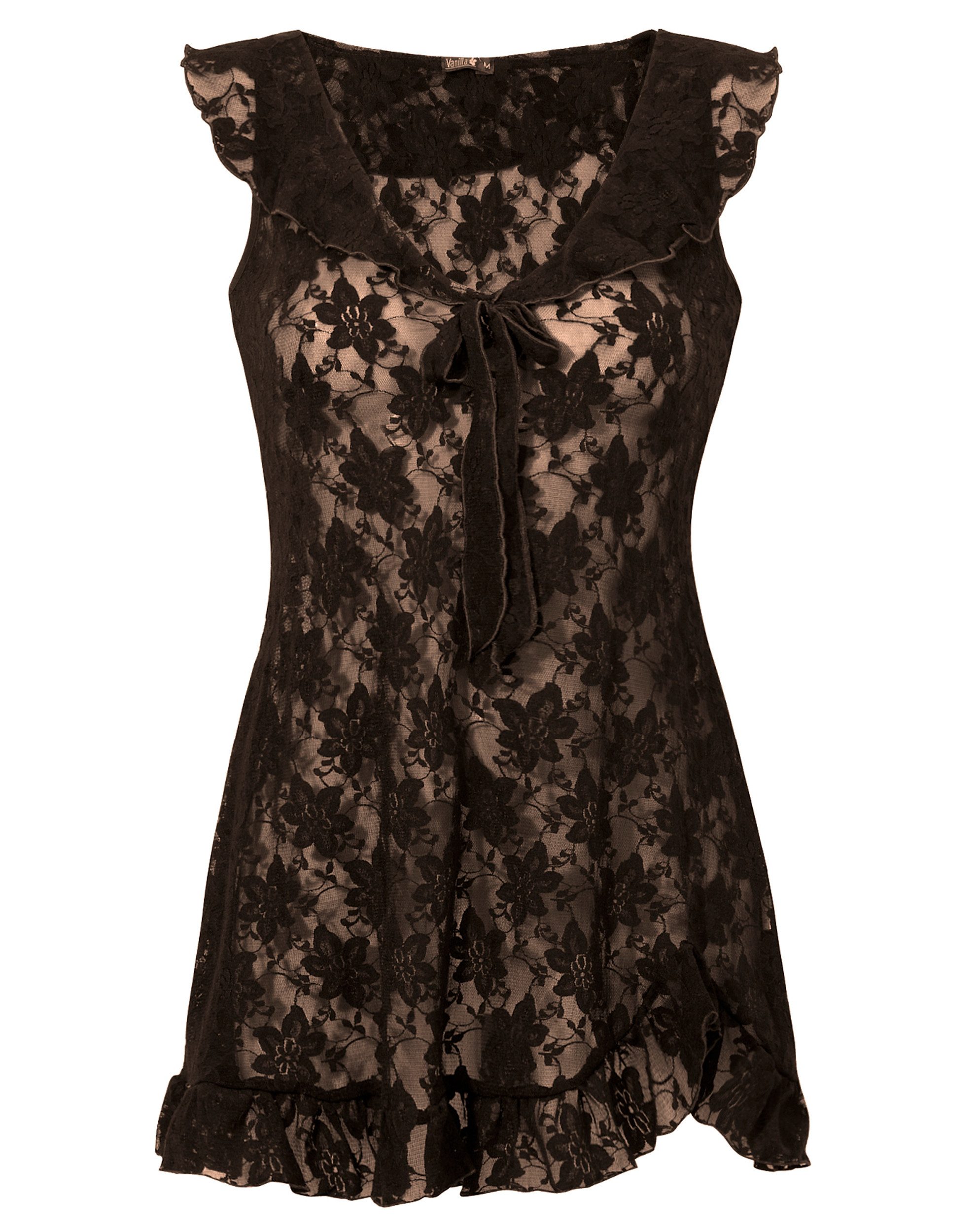 Vanilla night&day Negligé (Set, 1-tlg., 1-teilig) Damen Spitzen-Hemdchen Blumenmuster Voilant