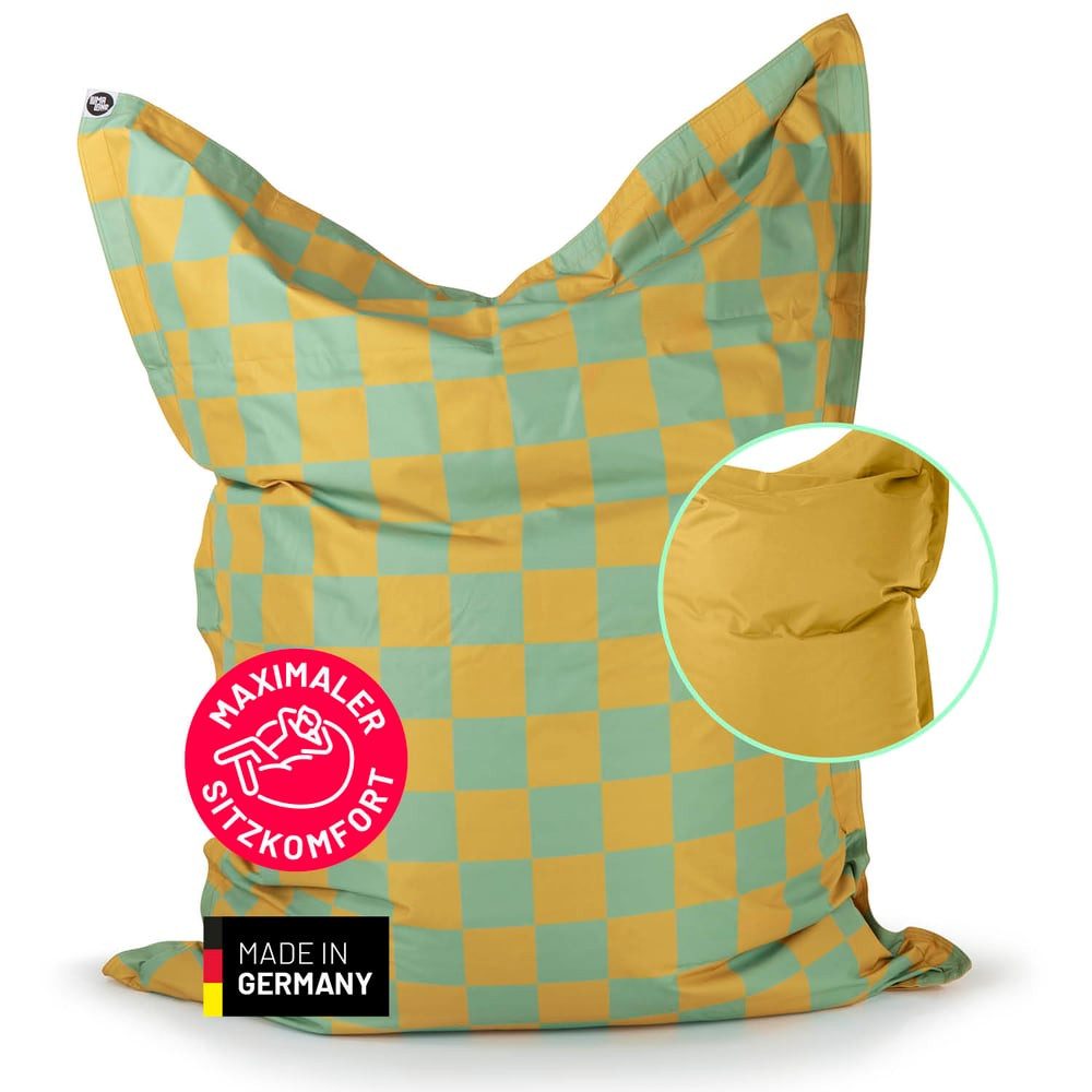 Lumaland Sitzsack XXL-Sitzsack Karo 380L senfgelb/pastellgrün, günstig online kaufen