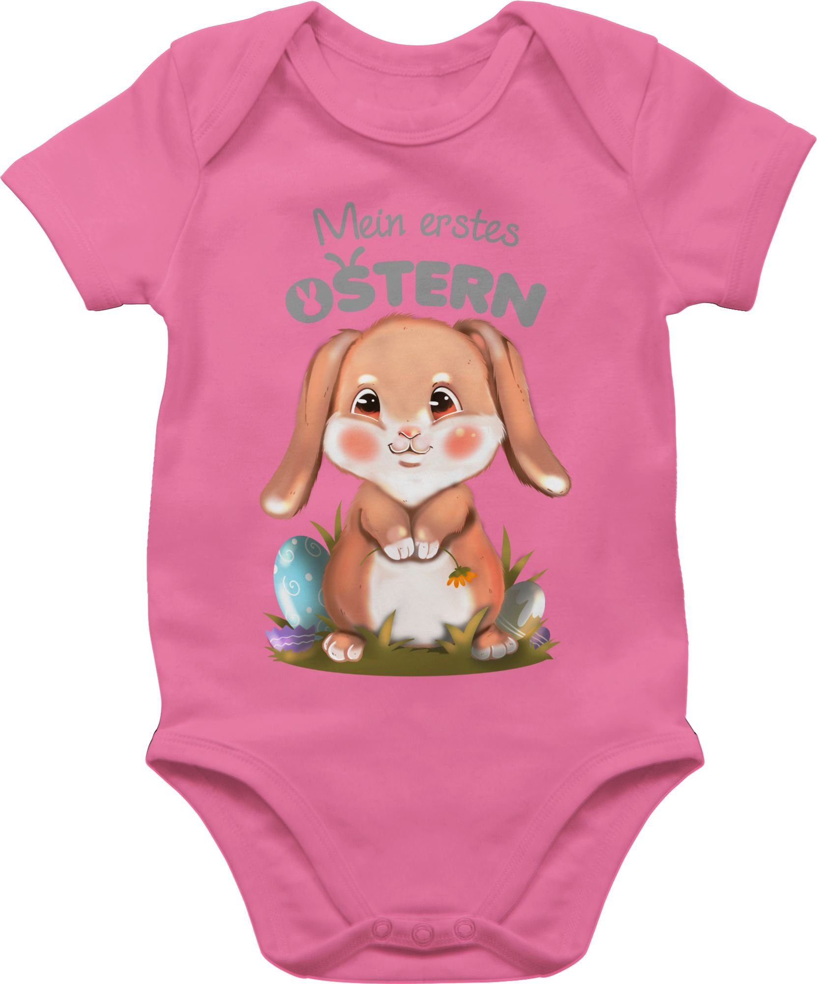 Aquarell Ostergeschenke Mein 3 Ostern Shirtracer Hase erstes Shirtbody grau Pink