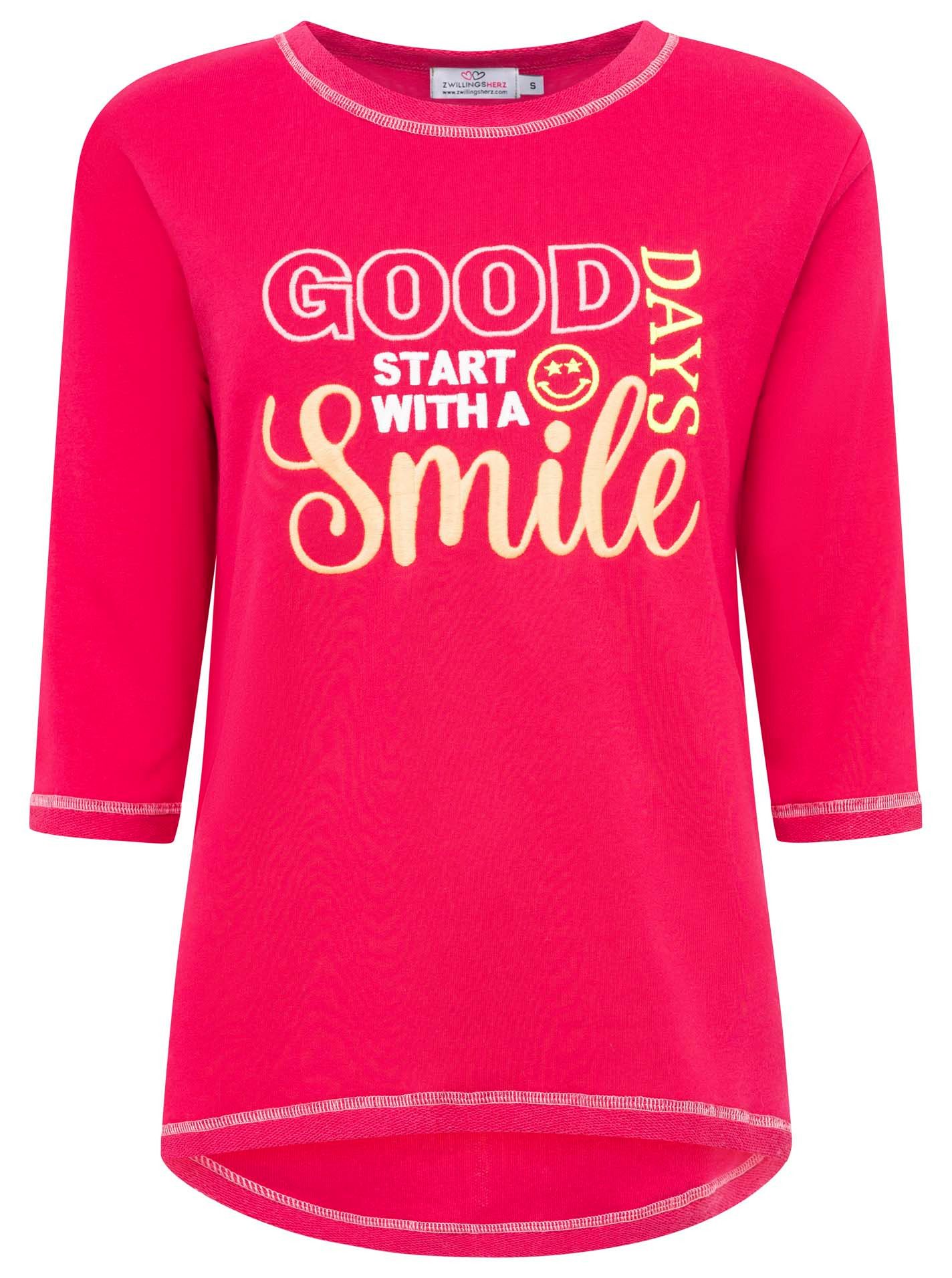 Zwillingsherz Langarmshirt "Good Days" mit auffälliger, gestickter Neon Sch günstig online kaufen