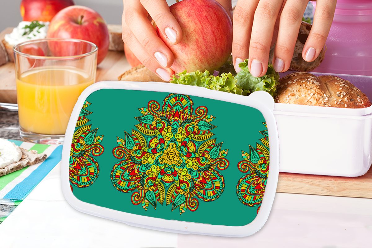 für Mädchen (2-tlg), Muster Lunchbox weiß für Jungs Kinder Brotbox MuchoWow - Locken Brotdose, Erwachsene, Kunststoff, Folklore, - und und