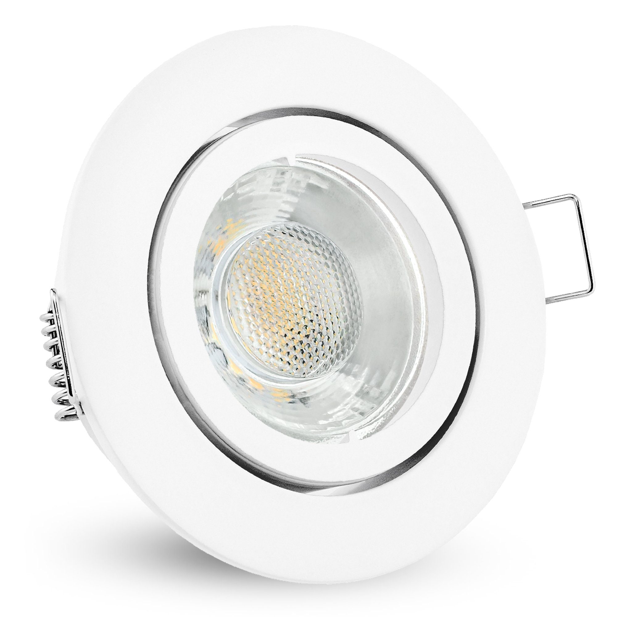 Weiss GU10 3W LED 230V inklusive, Einbaustrahler neutralweiss Leuchtmittel inklusive - Leuchtmittel Einbaustrahler schwenkbar, LED rund linovum