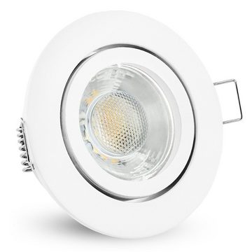 linovum LED Einbaustrahler LED Einbaustrahler neutralweiss GU10 3W 230V - Weiss rund schwenkbar, Leuchtmittel inklusive, Leuchtmittel inklusive