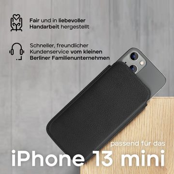 wiiuka Handyhülle sliiv Hülle für iPhone 13 mini, Tasche Handgefertigt - Echt Leder, Premium Case