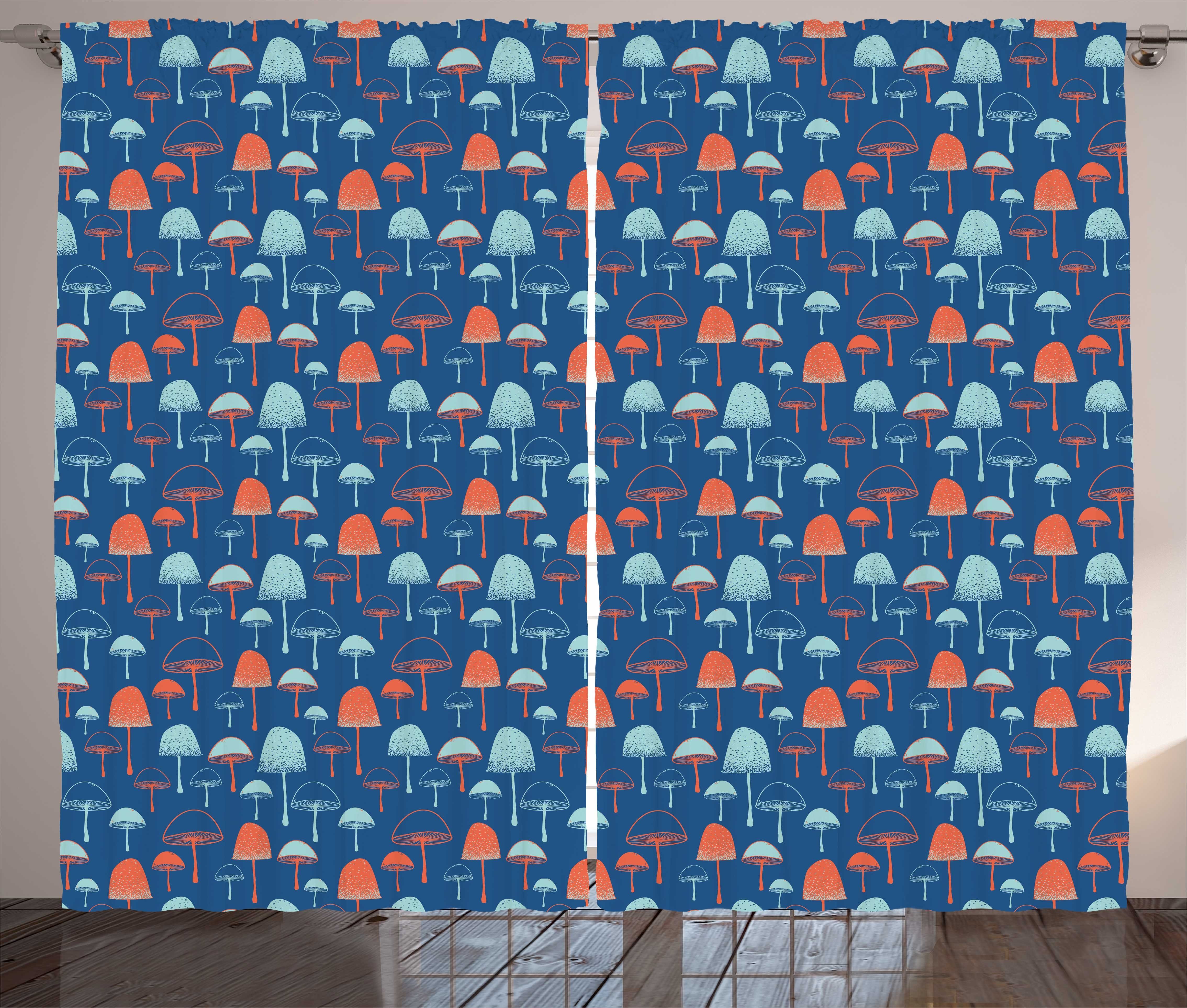Gardine Vorhang und Kräuselband Bicolor mit Abakuhaus, Pilze Schlafzimmer Schlaufen Haken, Burnt orange Kunst