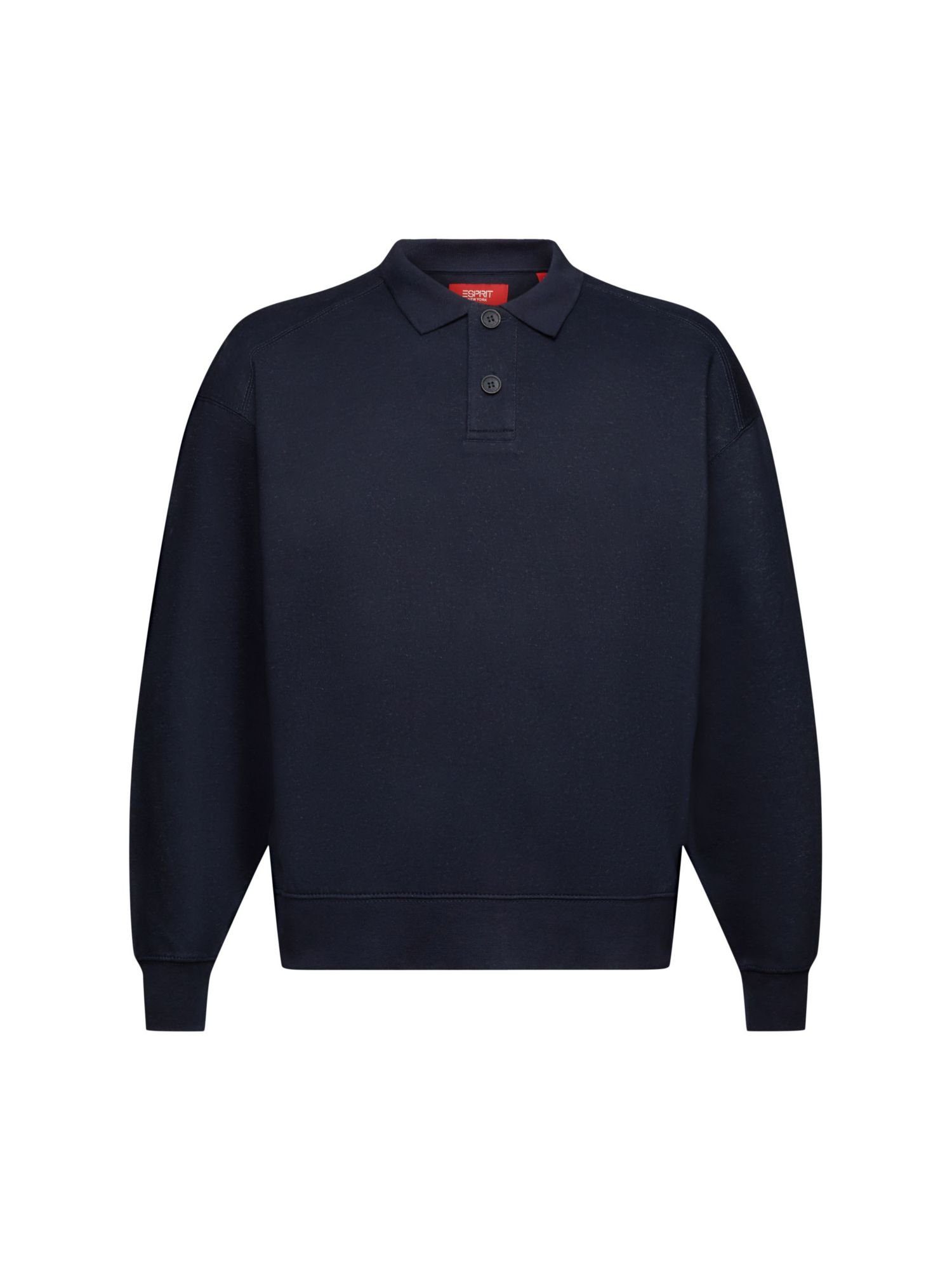 Esprit Sweatshirt Langärmliges Polo-Sweatshirt (1-tlg) NAVY