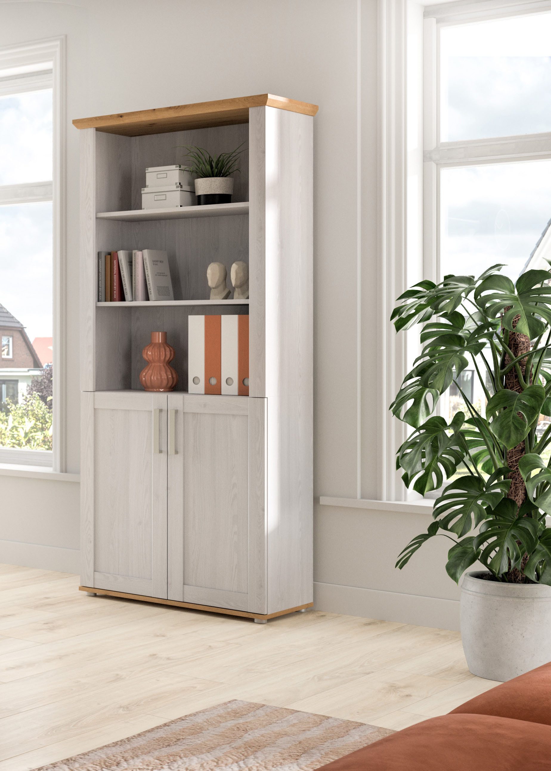 Home affaire Aktenschrank COSENZA, Höhe, 193 cm, 2 Türen, 5 Fächer, 4 Fachböden (in Landhausoptik, mit weiteren Artikel der Serie kombinierbar) Büroschrank, Regal, Mehrzweckschrank, Universalschrank, Regal