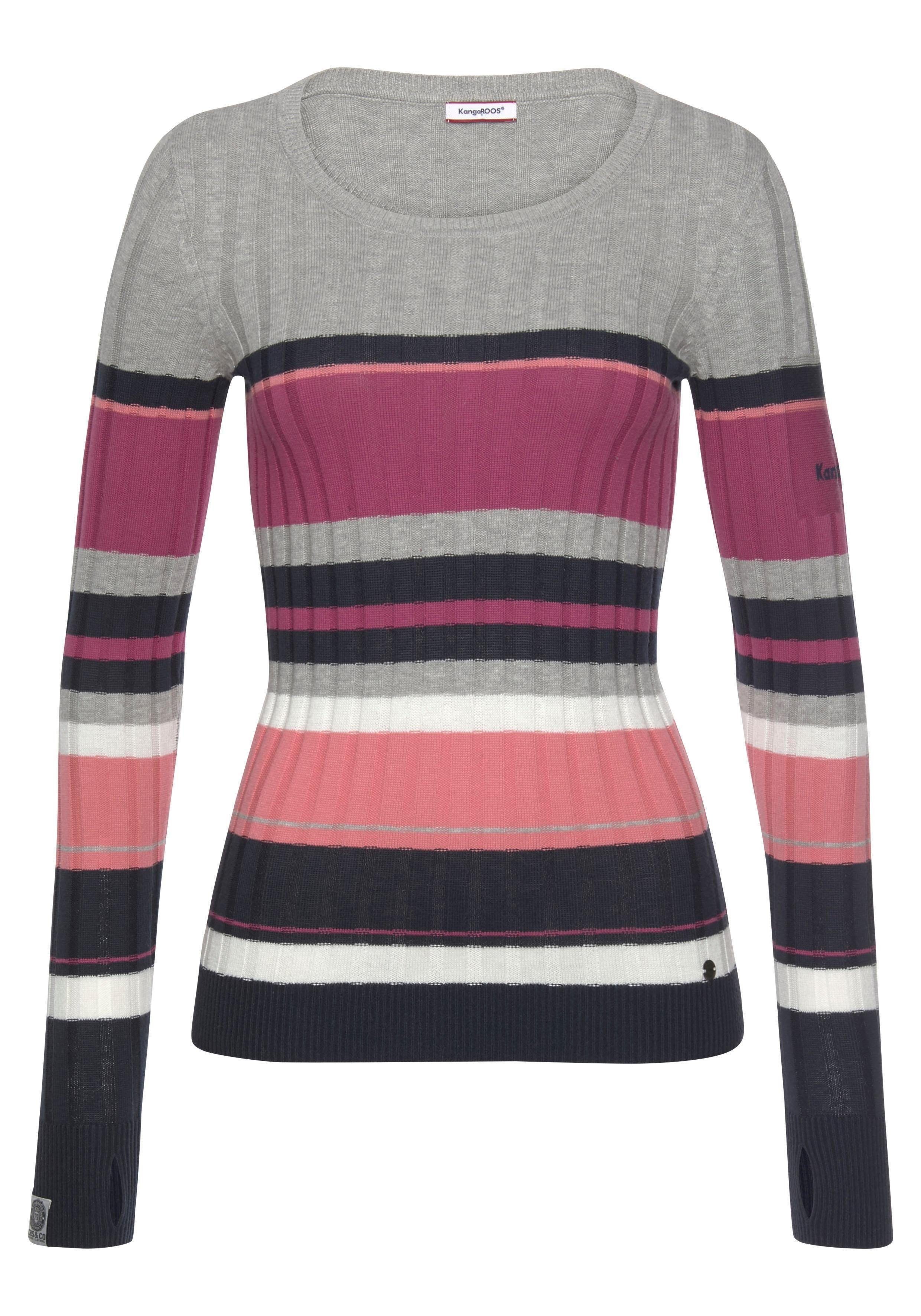 KangaROOS Rundhalspullover im sportivem Streifen-Design. Reduzierter Preis € 31,49. Unverbindliche Preisempfehlung € 44,99