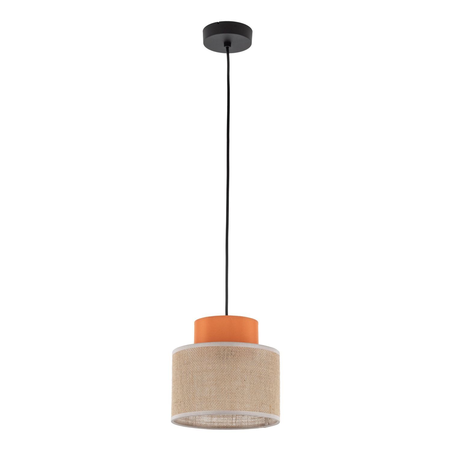 Licht-Erlebnisse Pendelleuchte BRADY, ohne Leuchtmittel, rund Jute Stoff E27 Ø 20 cm H: max. 160 cm Retro