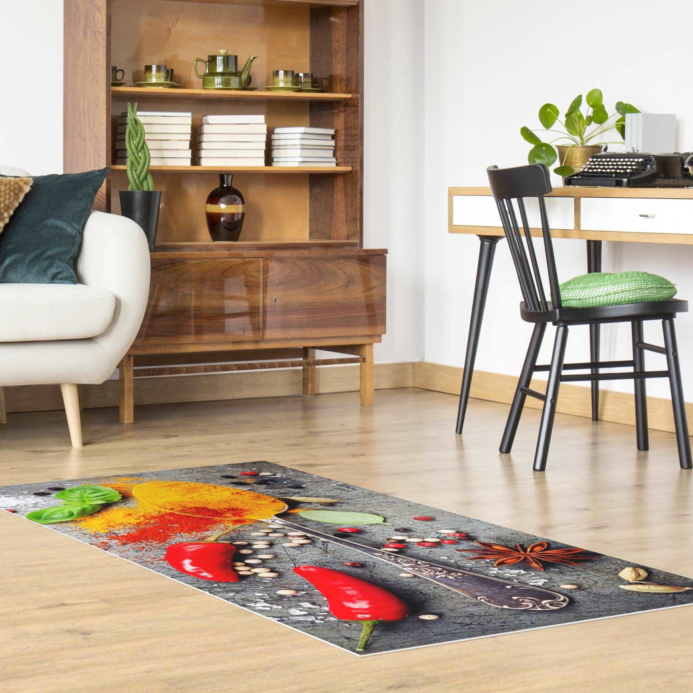 Bilderdepot24 Teppich Teppich Vinyl Küchenmatte Küche Orient lang modern funktional, Läufer - orange glatt, nass wischbar (Spritzer, Tierhaar) Saugroboter & Bod – Bild 3 von 5
