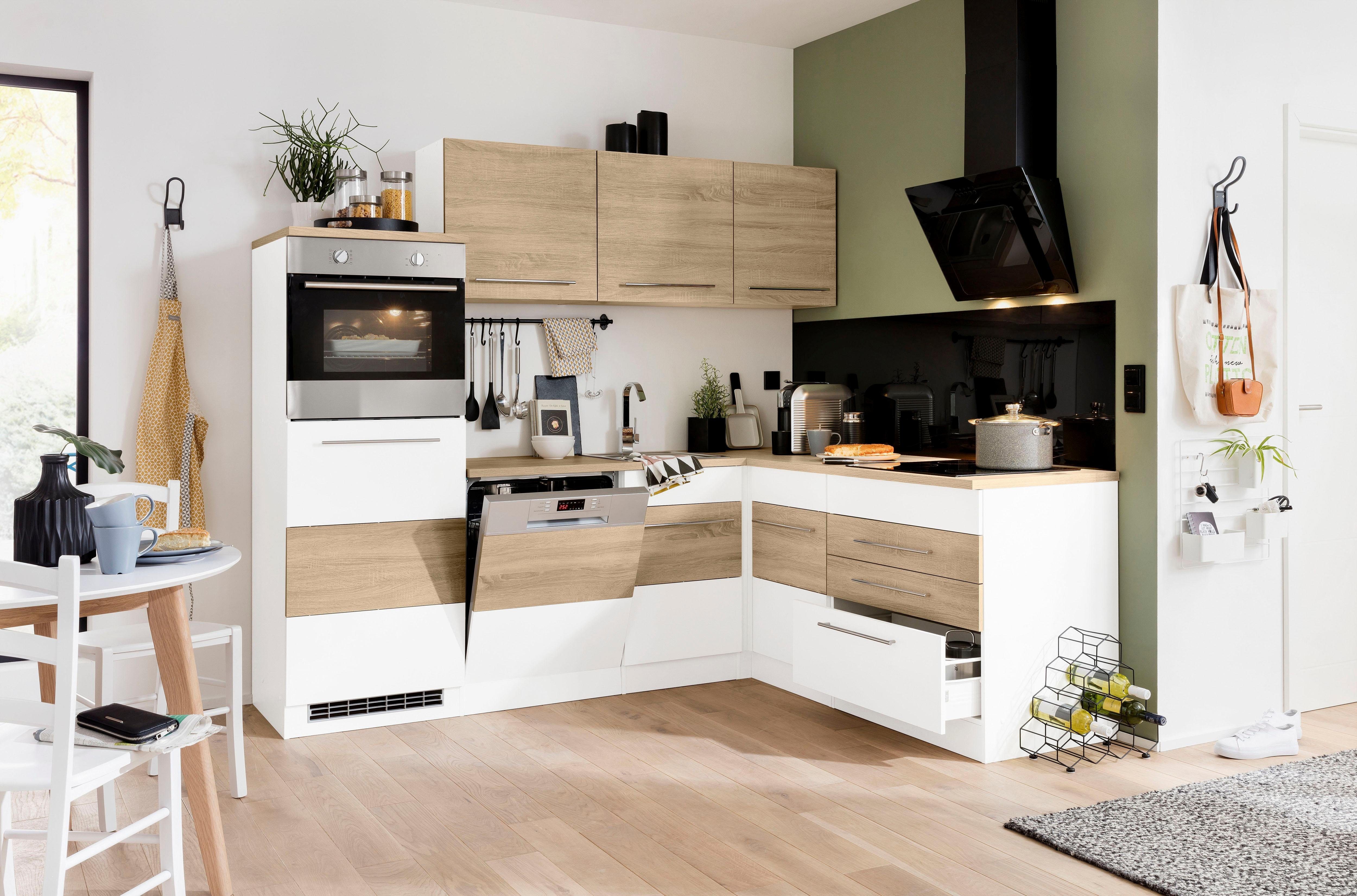 KOCHSTATION Winkelküche KS-Trient, Stellbreite 230x190 cm, wahlweise mit E-Geräten, mit Arbeitsplatte