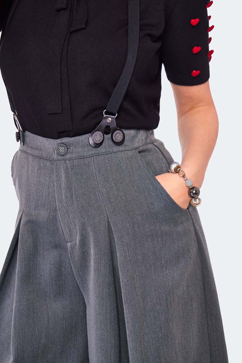 Voodoo Vixen Marlene-Hose Khloe Grey Vintage Trousers 40er Jahre Stil – Bild 3 von 5