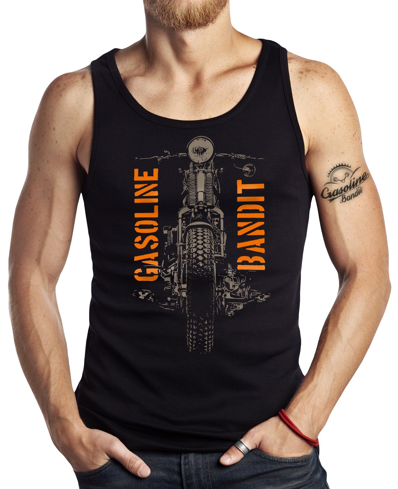 GASOLINE BANDIT® Tanktop Muskel-Shirt für Biker und Motorrad Fans: Springer