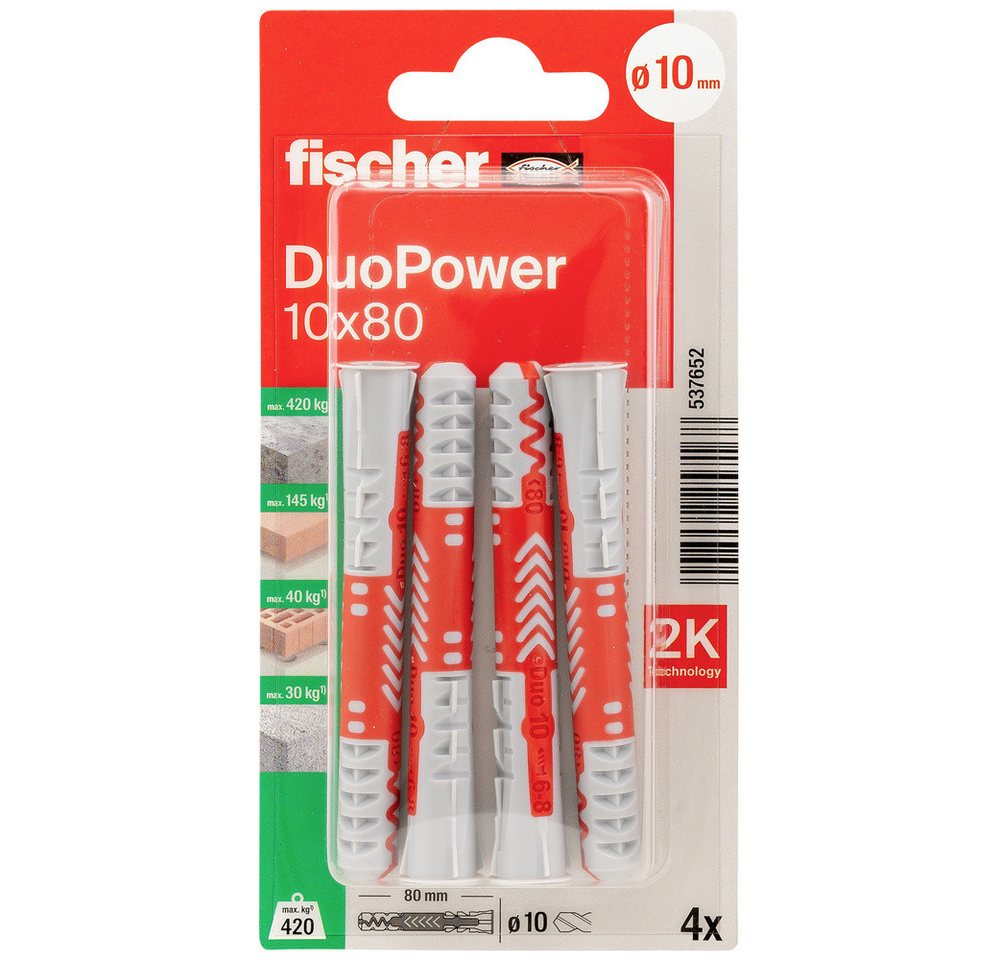 Thumbnail - Fischer Dübel-Set Fischer 537652 DuoPower 10 x 80 K NV Dübel 80 mm 10 mm 1 Set