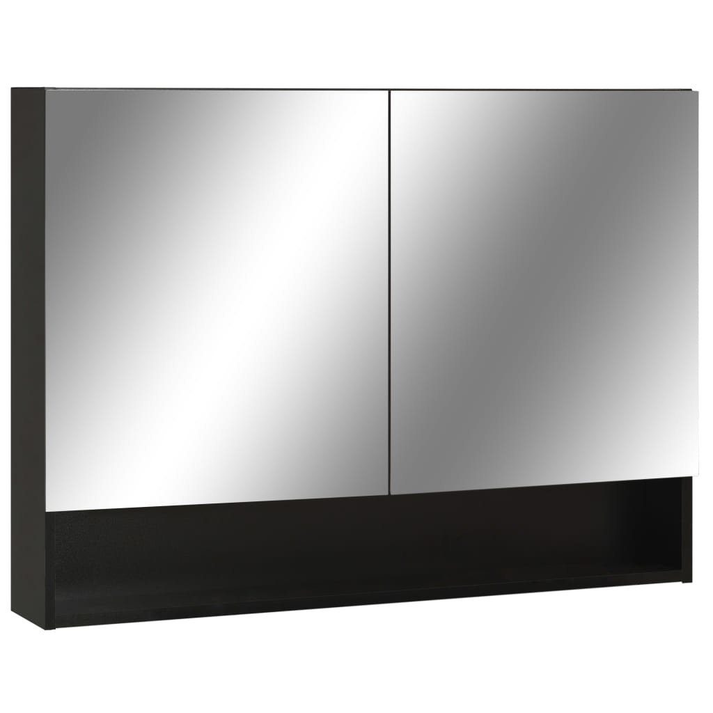vidaXL Badezimmerspiegelschrank LED-Spiegelschrank fürs Bad Schwarz 80x15x60 cm MDF