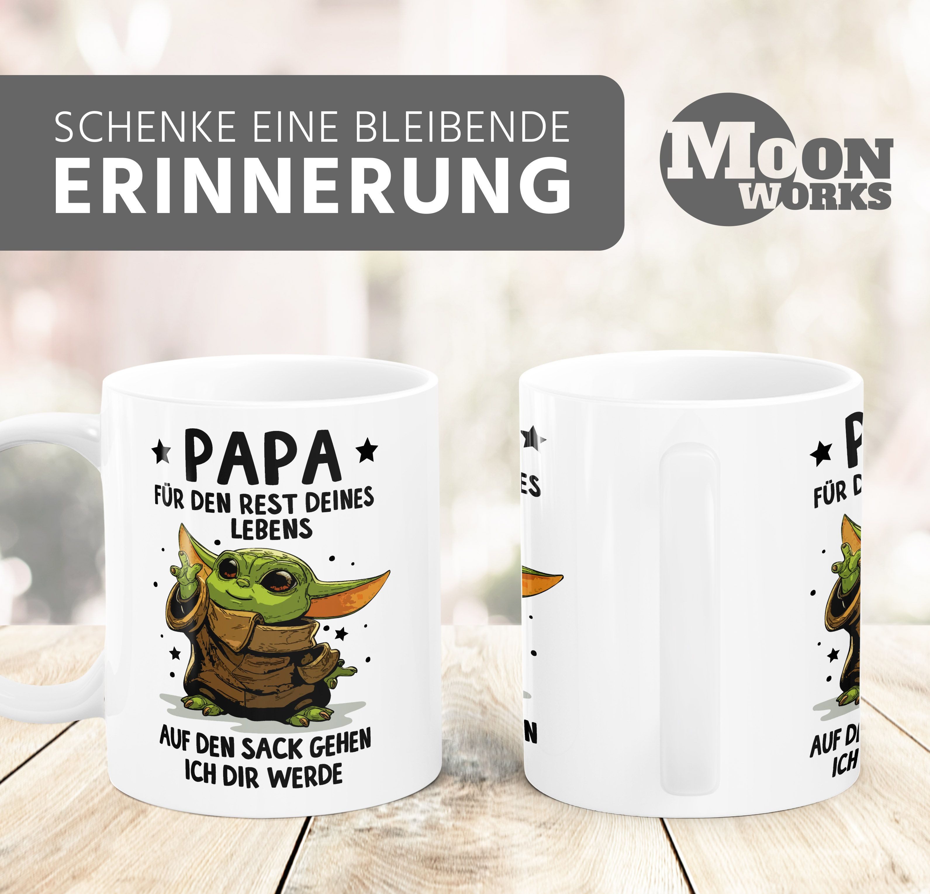 MoonWorks Tasse Kaffee-Tasse Papa Sprüche Geschenk Vatertag Lustig Motiv Baby-Yoda, Keramik