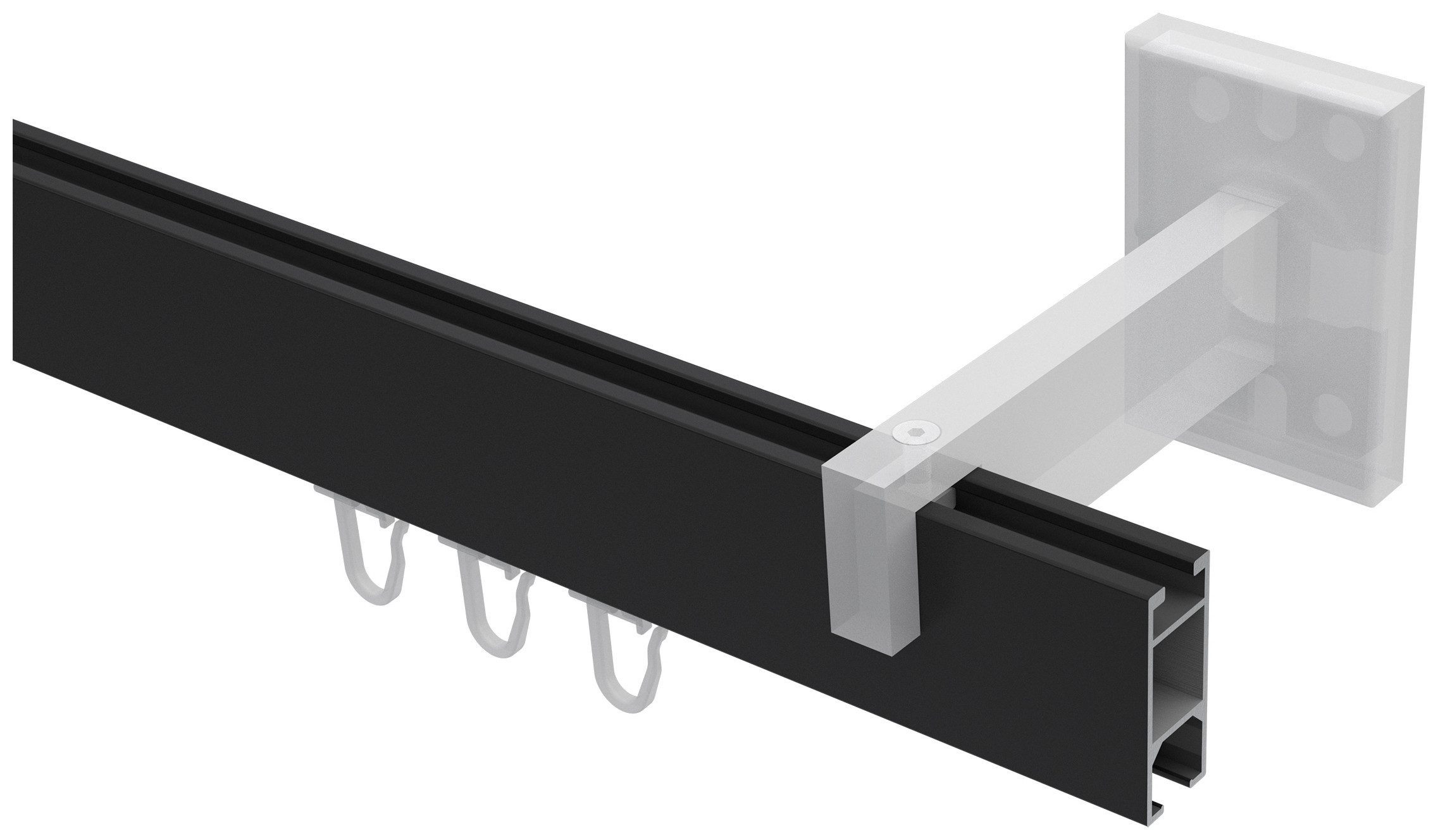 INTERDECO Innenlaufschiene Smartline Paxo, 1-läufig, Fixmaß, kürzbar, Wandmontage, Aluminium, Schwarz, 14x35
