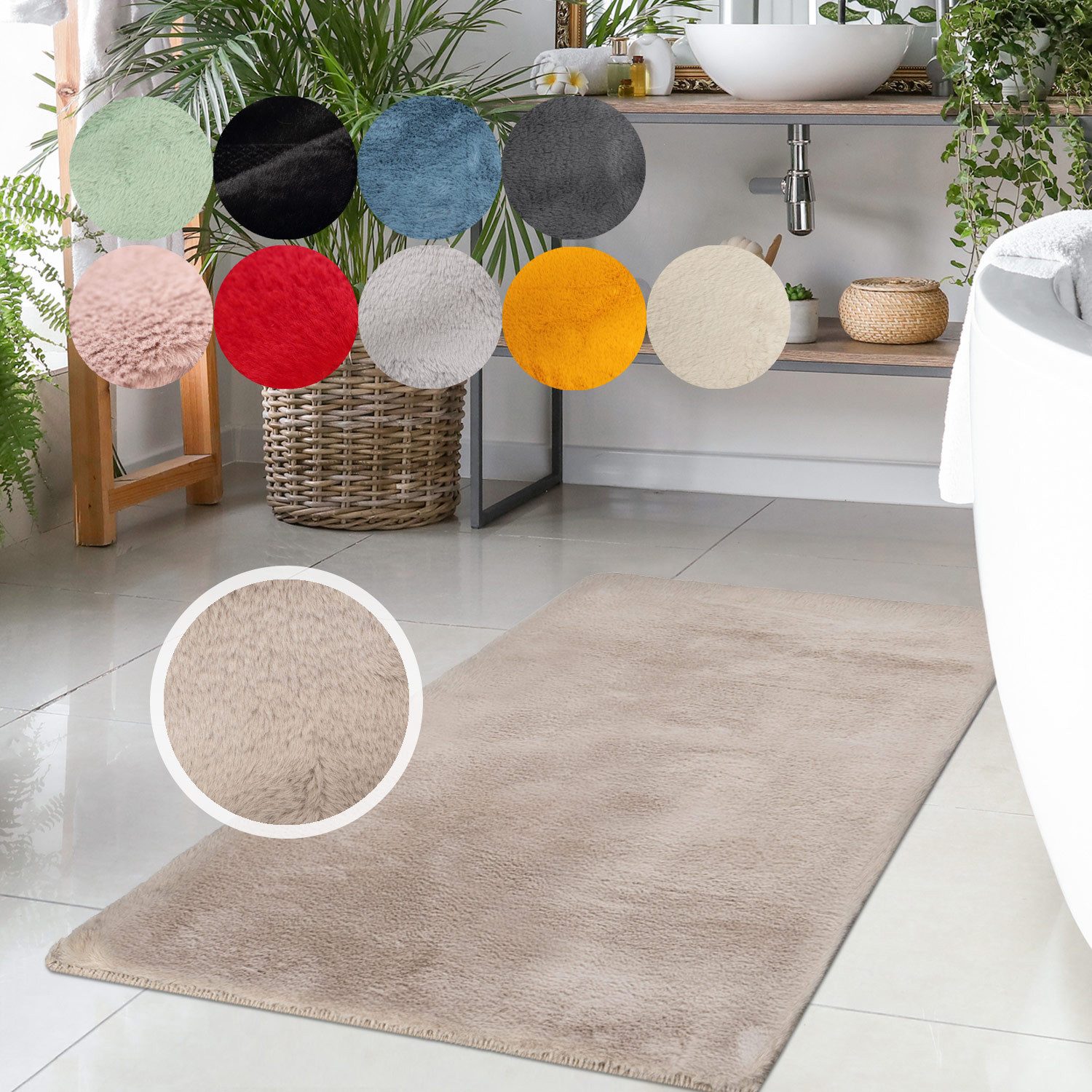 Carpet City Badematte "Topia Mats, Badteppich uni" Höhe 14 mm rutschhemmend günstig online kaufen