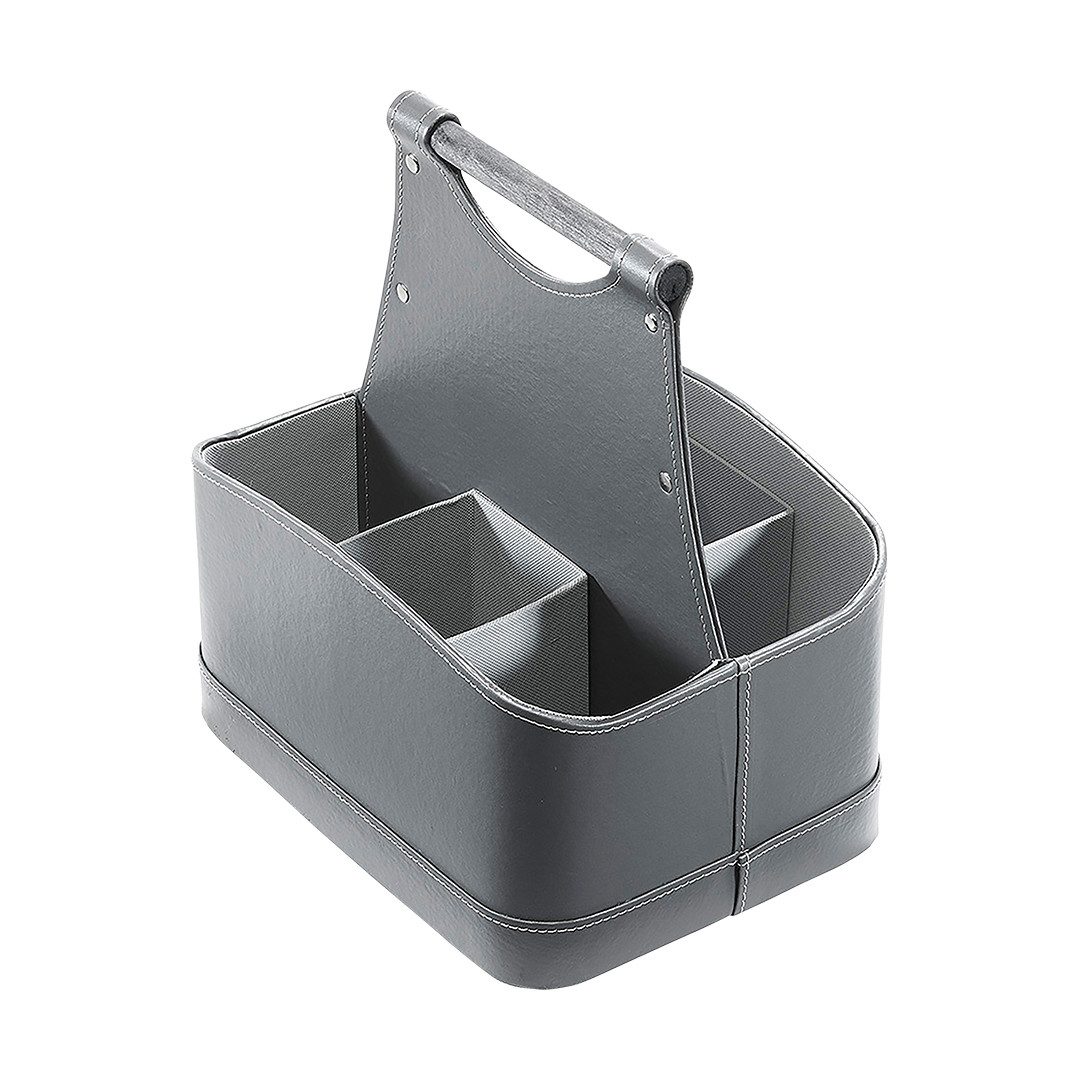 Kobolo Flaschenkorb Flaschenträger 6 Flaschen aus Kunstleder - grau günstig online kaufen