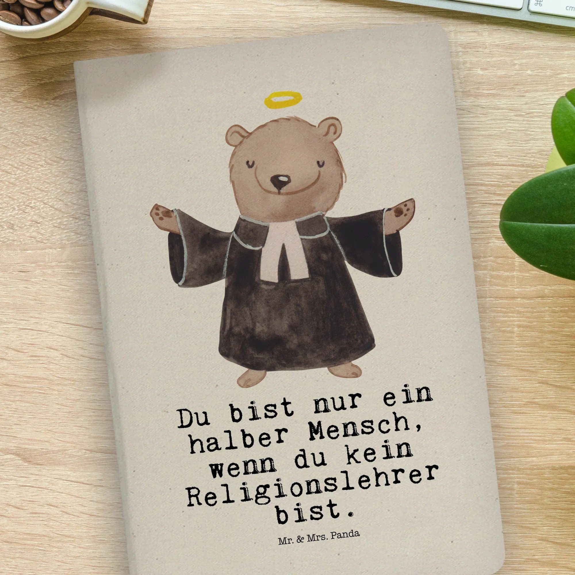 Thumbnail - Mr. & Mrs. Panda Notizbuch Religionslehrer Herz - Transparent - Geschenk, Schenken, Schule, Grun Mr. & Mrs. Panda, Premi...