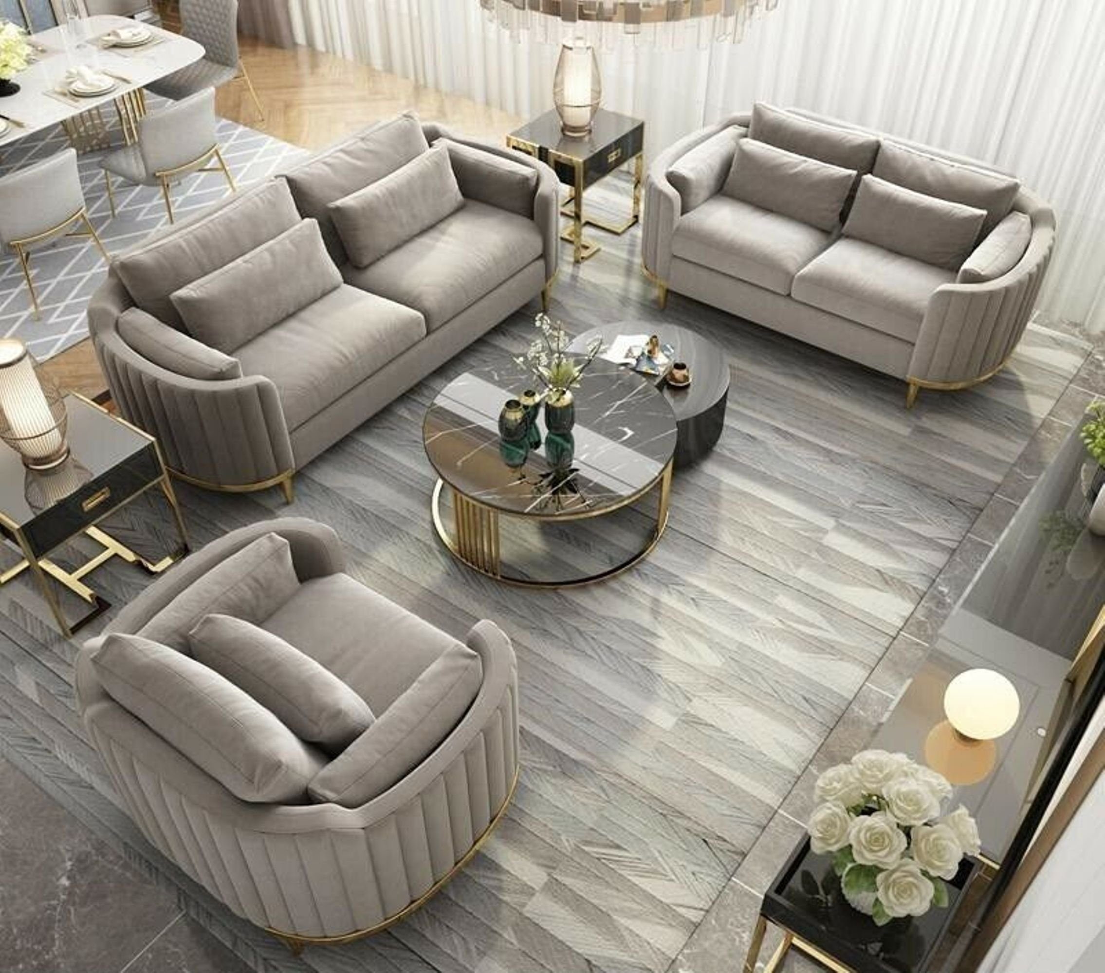 Stoff Sofa Europe in Set, Sofagarnitur JVmoebel 3+2+1 Polster Sitzer Designer Garnitur Made