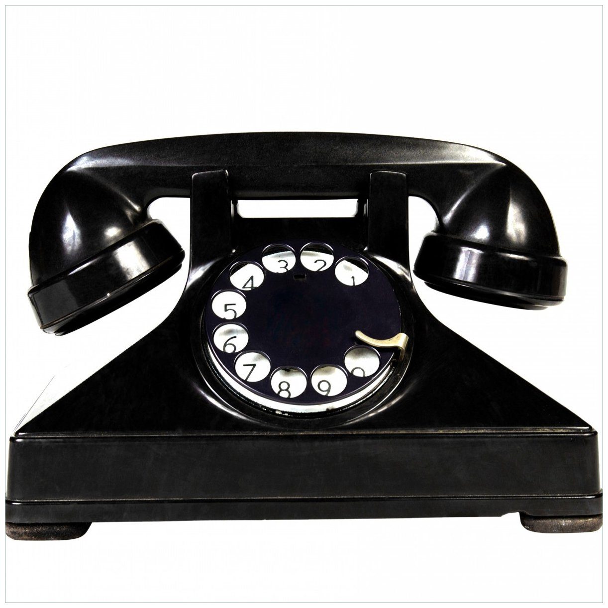Wallario Tischplatte Altes schwarzes Retro-Telefon mit Wählscheibe frontal (1 St), für Ikea Lack Tisch geeignet