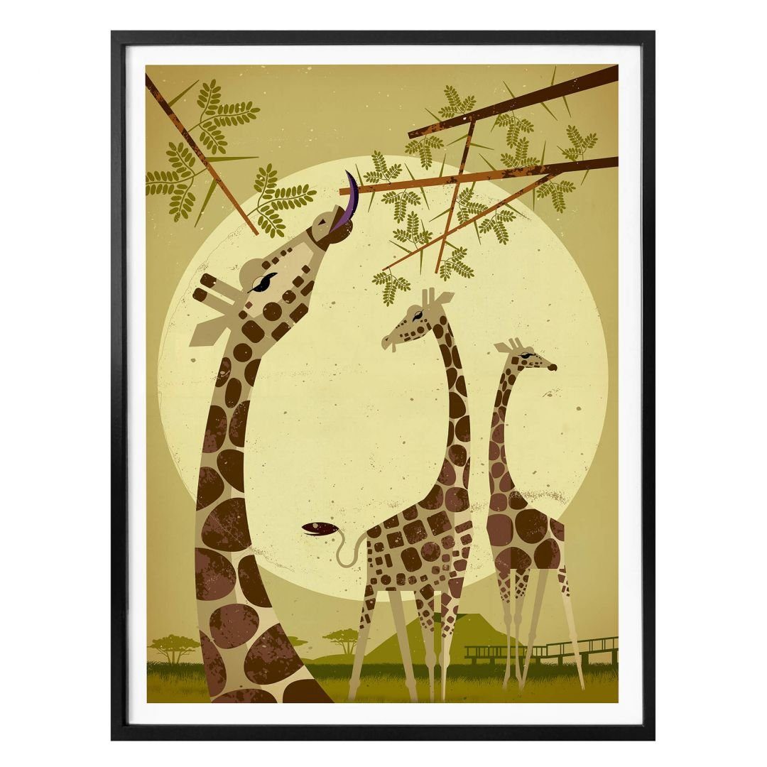 K&L Wall Art Poster Poster Braun Zoo Safari Afrika Deko Giraffe Waldtiere,  Kinderzimmer Wandbild modern