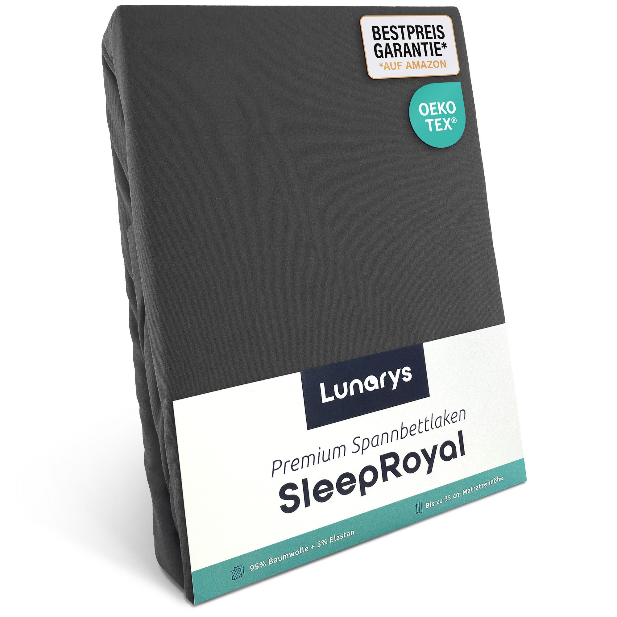 Lunarys Spannbettlaken SleepRoyal, Jersey-Elasthan, Gummizug: rundum, (1 St günstig online kaufen