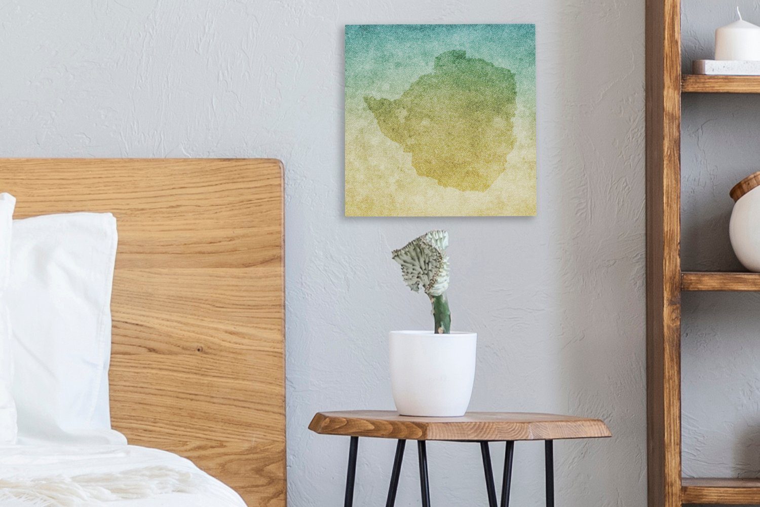 OneMillionCanvasses® Leinwandbild farbigen St), Illustration für von auf Wohnzimmer Simbabwe Leinwand einem Hintergrund, Bilder Schlafzimmer (1 Eine