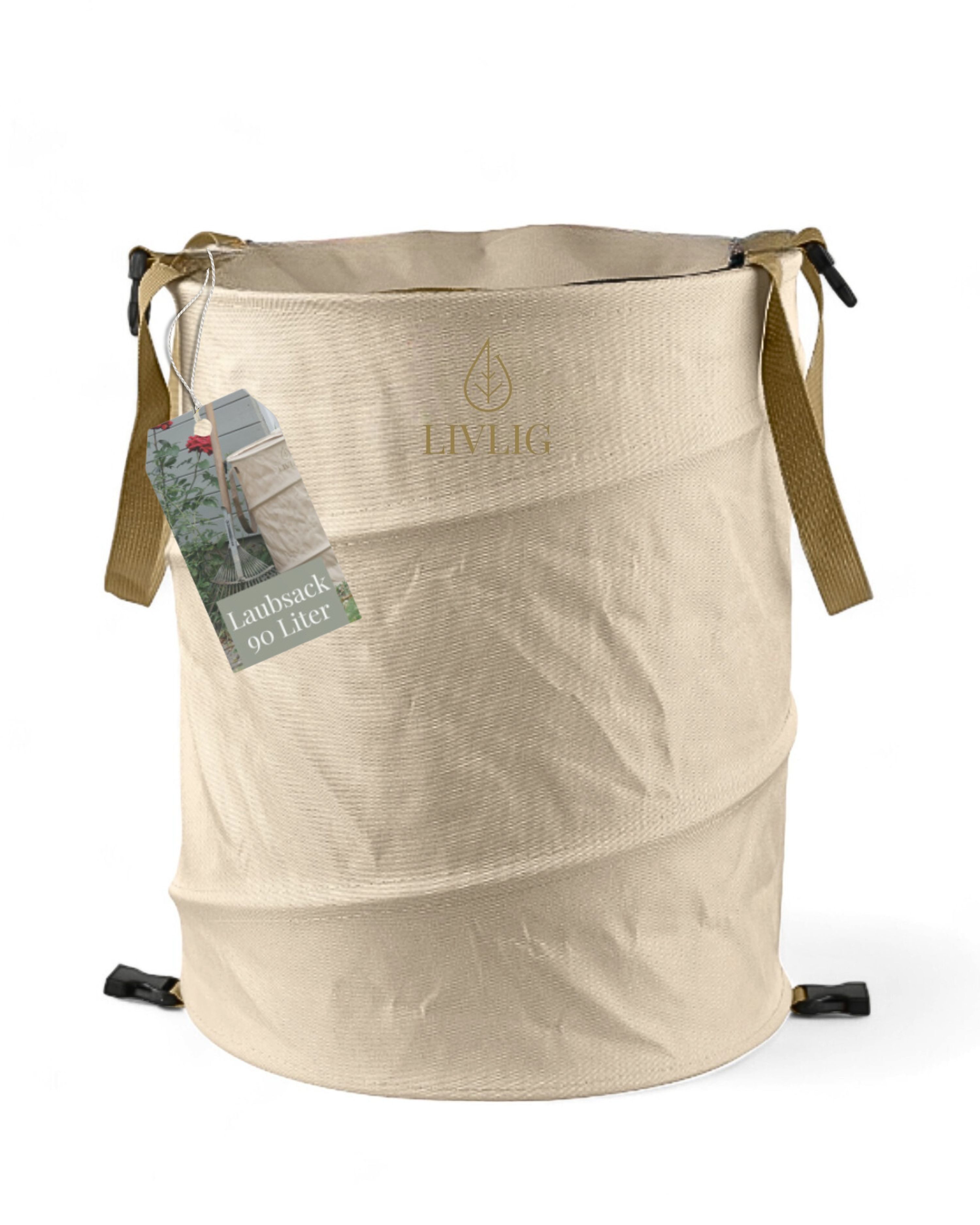 Gartensack 90L, Laubsack mit Deckel, Pop-Up Gartenabfallsack