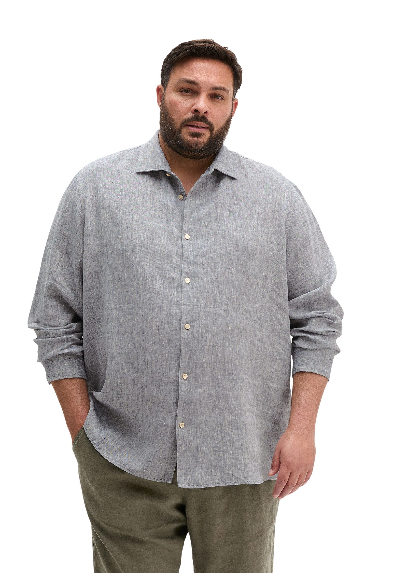 Marc O'Polo Langarmhemd aus feinem Leinen-Chambray