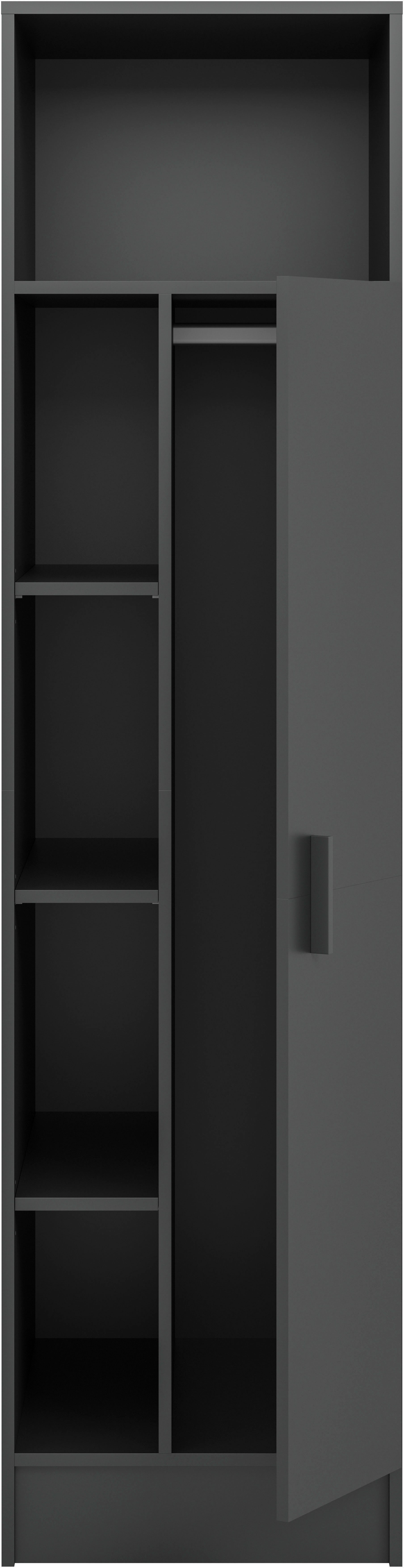 welltime Mehrzweckschrank FALAS, Höhe 195cm, 1 Tür, 1 Kleiderstange, 5 offene Fächer (1-St., in verschiedenen Farben erhältlich) Universalschrank, Wäscheschrank – Bild 4 von 5