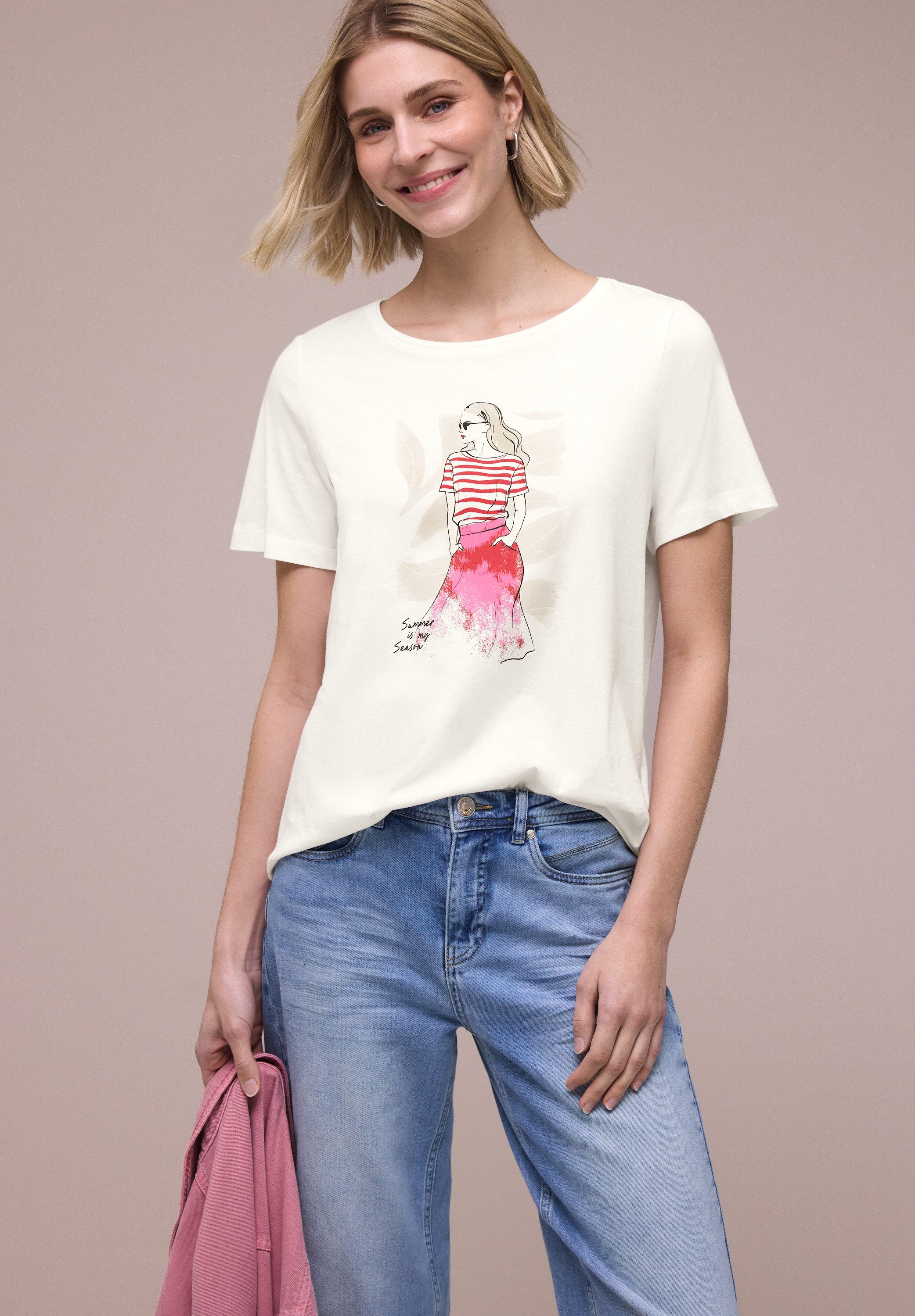 STREET ONE Kurzarmshirt Sommershirt mit modischer Frontprint