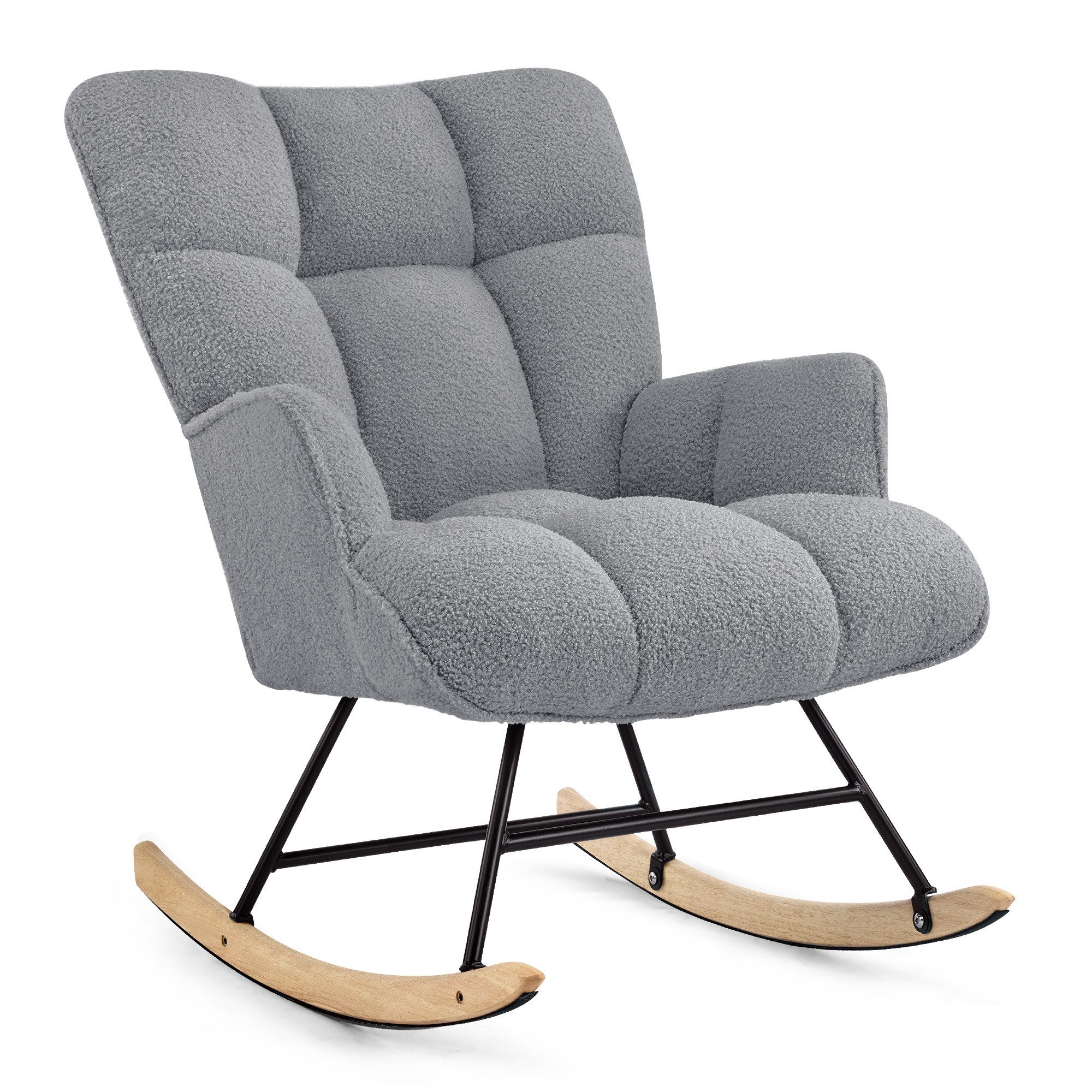 Aunekiv Schaukelstuhl Moderner Relaxsessel & Schaukelsessel in Teddyplüsch-Optik (1 St), perfekt als Stillstuhl & Lesesessel für Wohn- und Babyzimmer