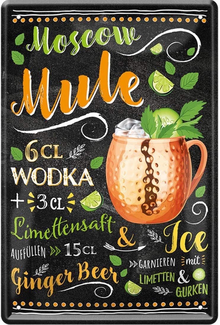 WOGEKA ART Metallbild Moscow Mule - Cocktail Wodka - 20 x 30 cm Retro Blech günstig online kaufen