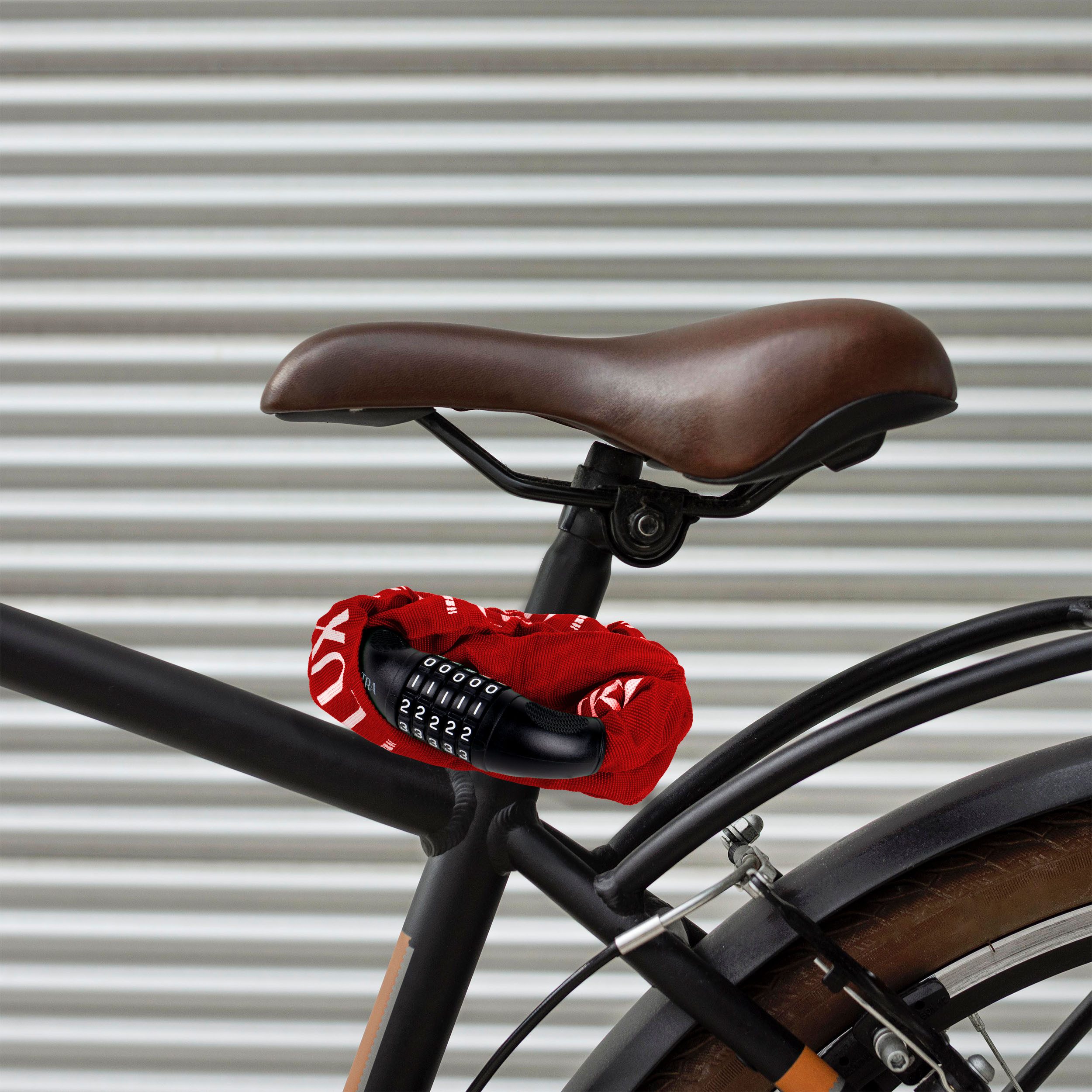 Luxtra Zahlenkettenschloss Fahrradschloss Zahlenkettenschloss mit Sicherheitscode, Rot
