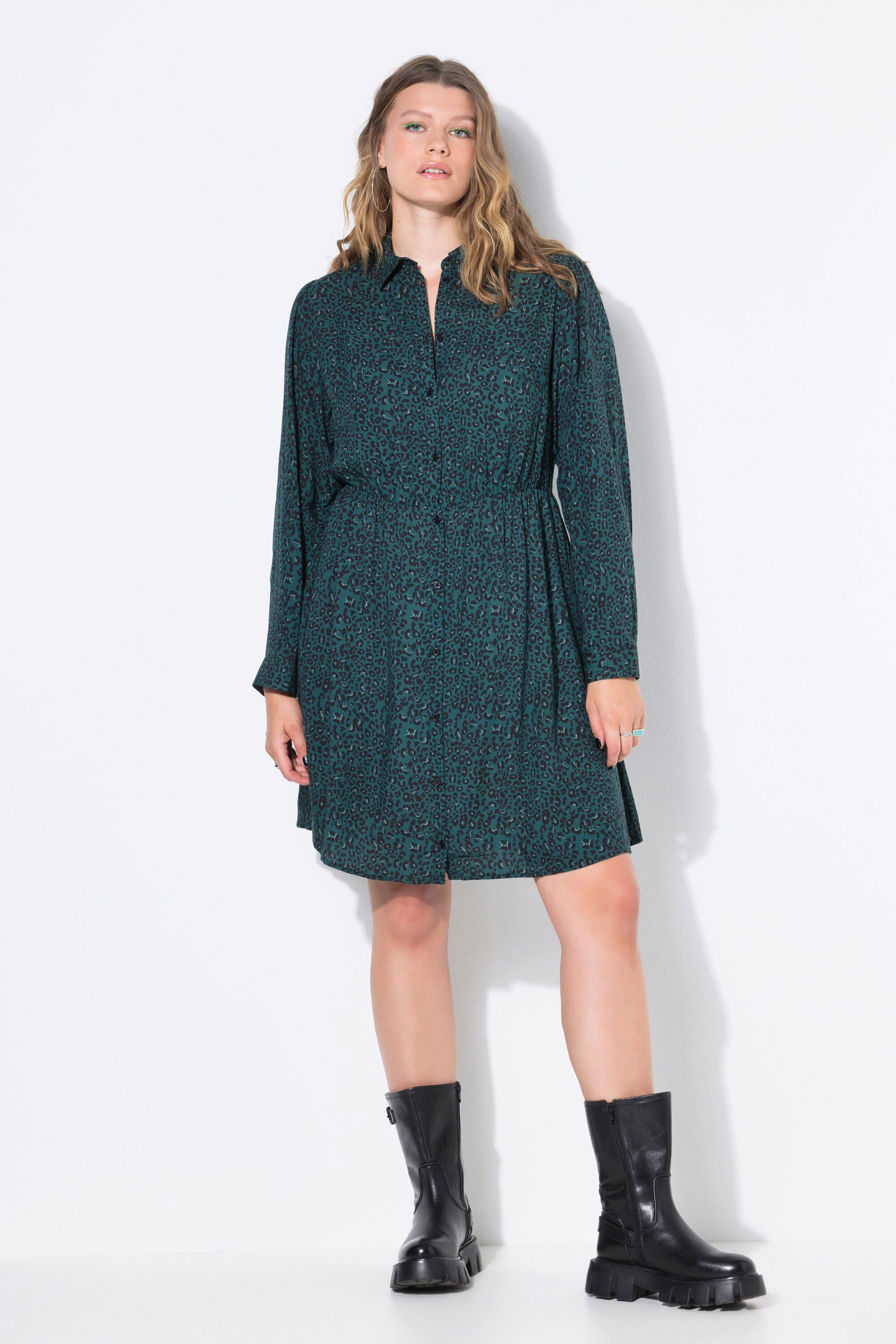 Jerseykleid Leo-Kleid kurz Langarm Knopfleiste