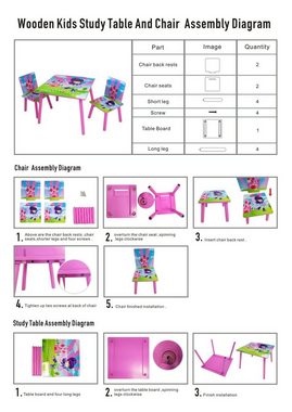 HTI-Line Kindersitzgruppe Kindertischgruppe Einhorn, (Set, 3-tlg., 1 Tisch, 2 Stühle), Kindertisch Kinderstuhl Kindermöbel