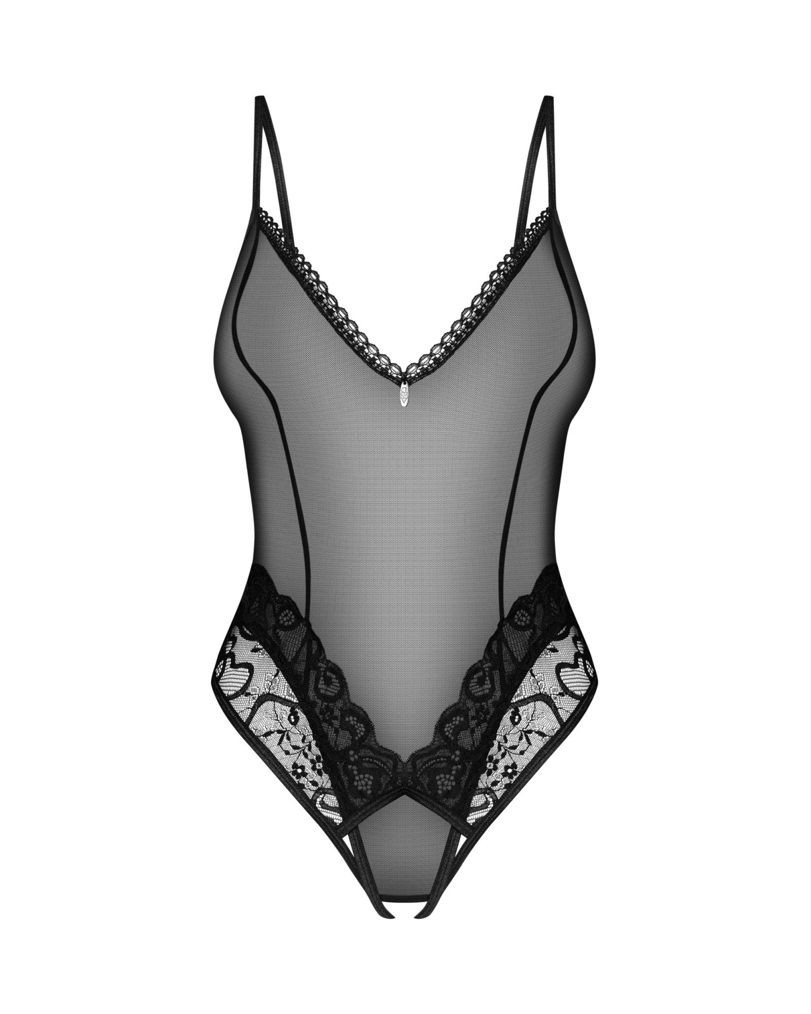 Obsessive Body Blomentis transparenter Body - schwarz (1-tlg) Einladend offen im Schritt – Bild 3 von 4