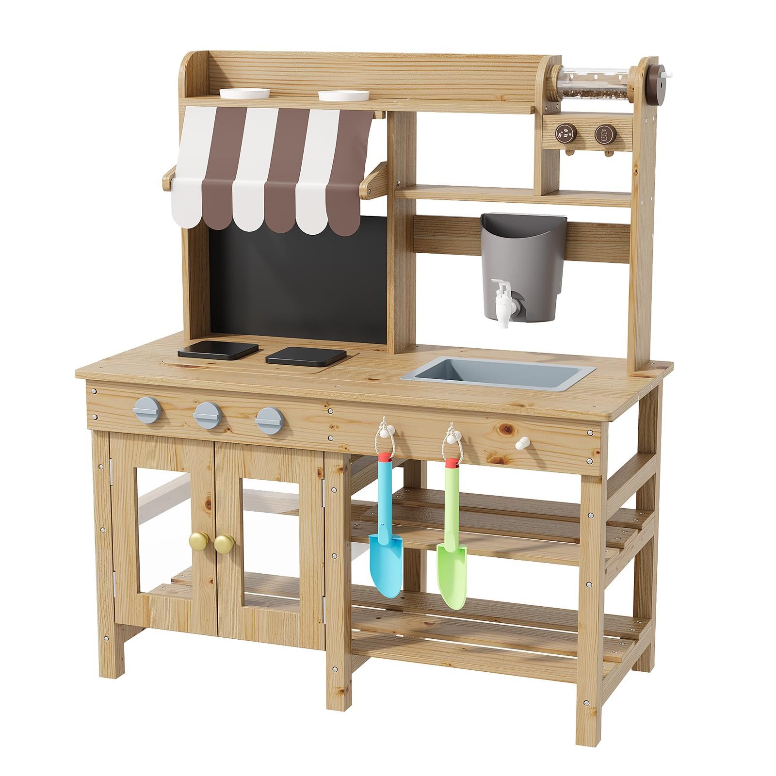 GarveeMore Kinder-Küchenset Große pädagogisch wertvoll Holz-Kinderküche Spielküche 105 cm