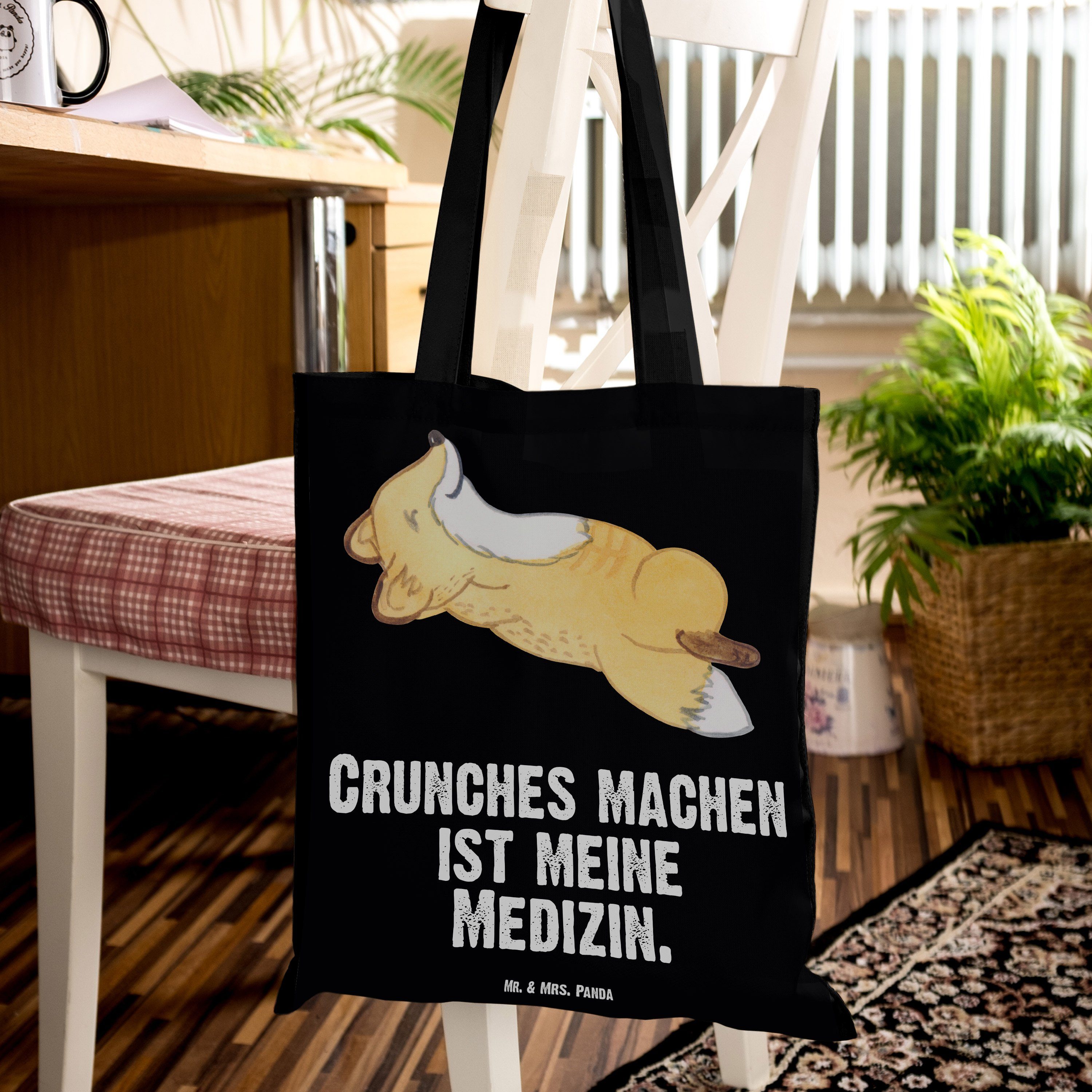 Geschenk, Bauchpressen & Schwarz - Medizin Panda - Mrs. Crunches (1-tlg) Fuchs Dankeschön, Tragetasche Mr.