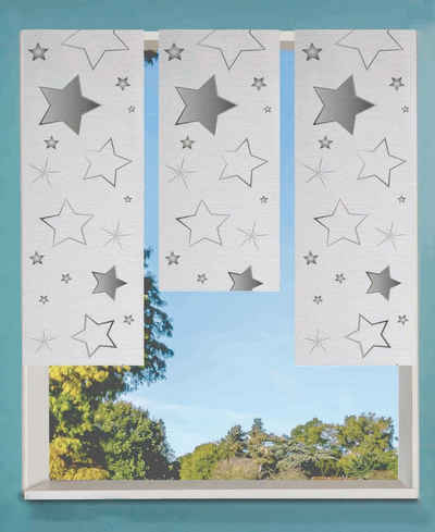 Vorhang STARS, HOME WOHNIDEEN, Stangendurchzug (3 St), halbtransparent, Fensterset Bambus-Optik