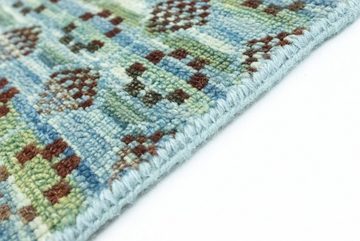 Wollteppich Designer Teppich handgeknüpft blau, morgenland, rechteckig, Höhe: 6 mm, handgeknüpft
