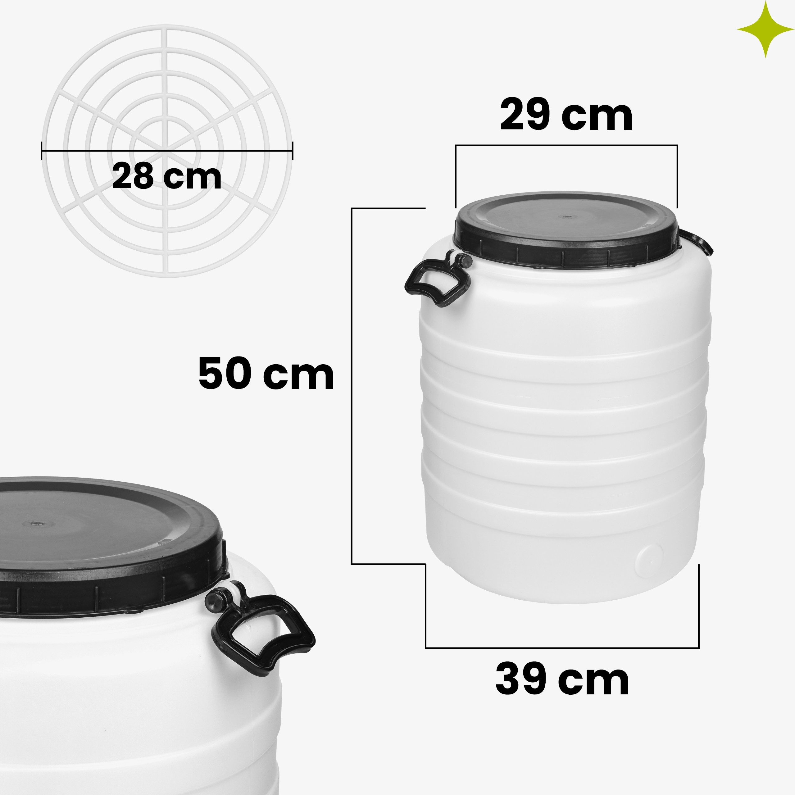 Garronda Regentonne 45 L Weithalsfass Futtertonne aus HDPE Wasserbehälter GD-0187, 45 l, (1-tlg., mit Pressring)