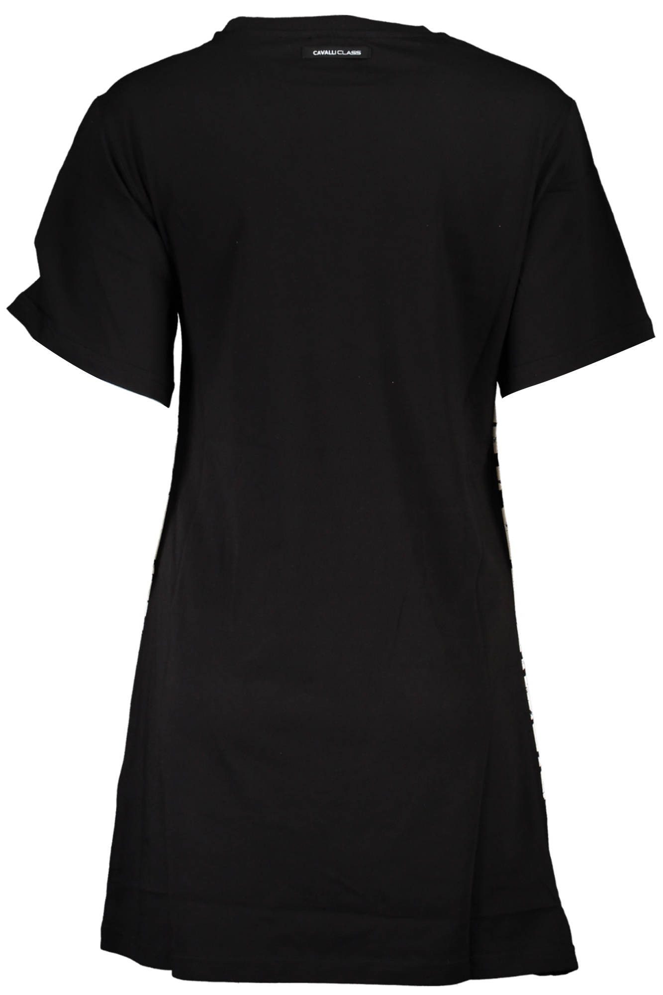 Cavalli Class Partykleid Elegantes Schwarzes Damenkleid mit Rundhals und Druckdesign